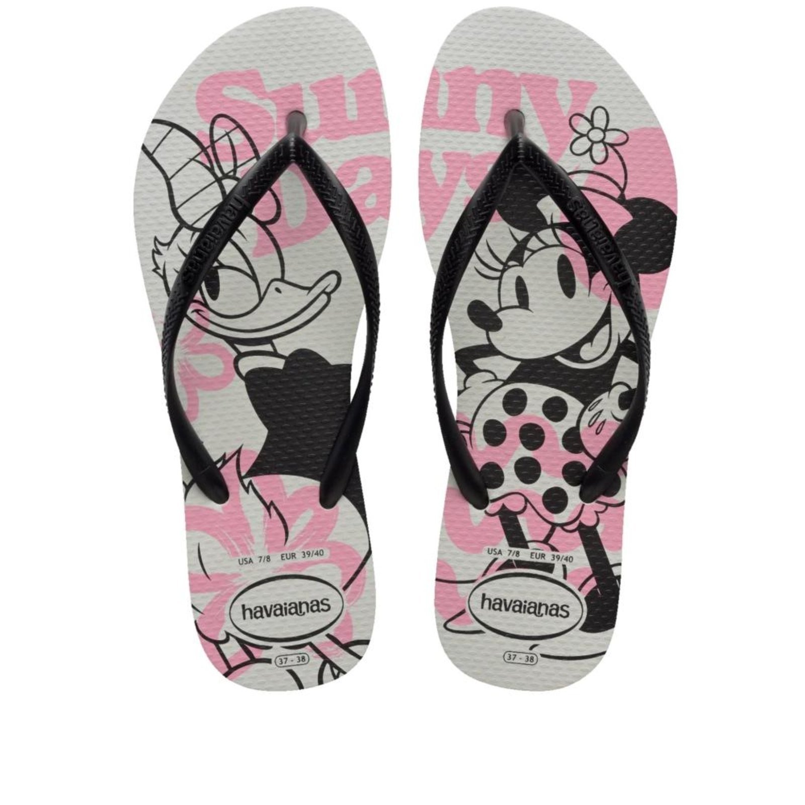 Vista 2 Infantil - Chinelo Feminino Havaianas Slim Disney Branco/Preto incolor Havaianas incolor
