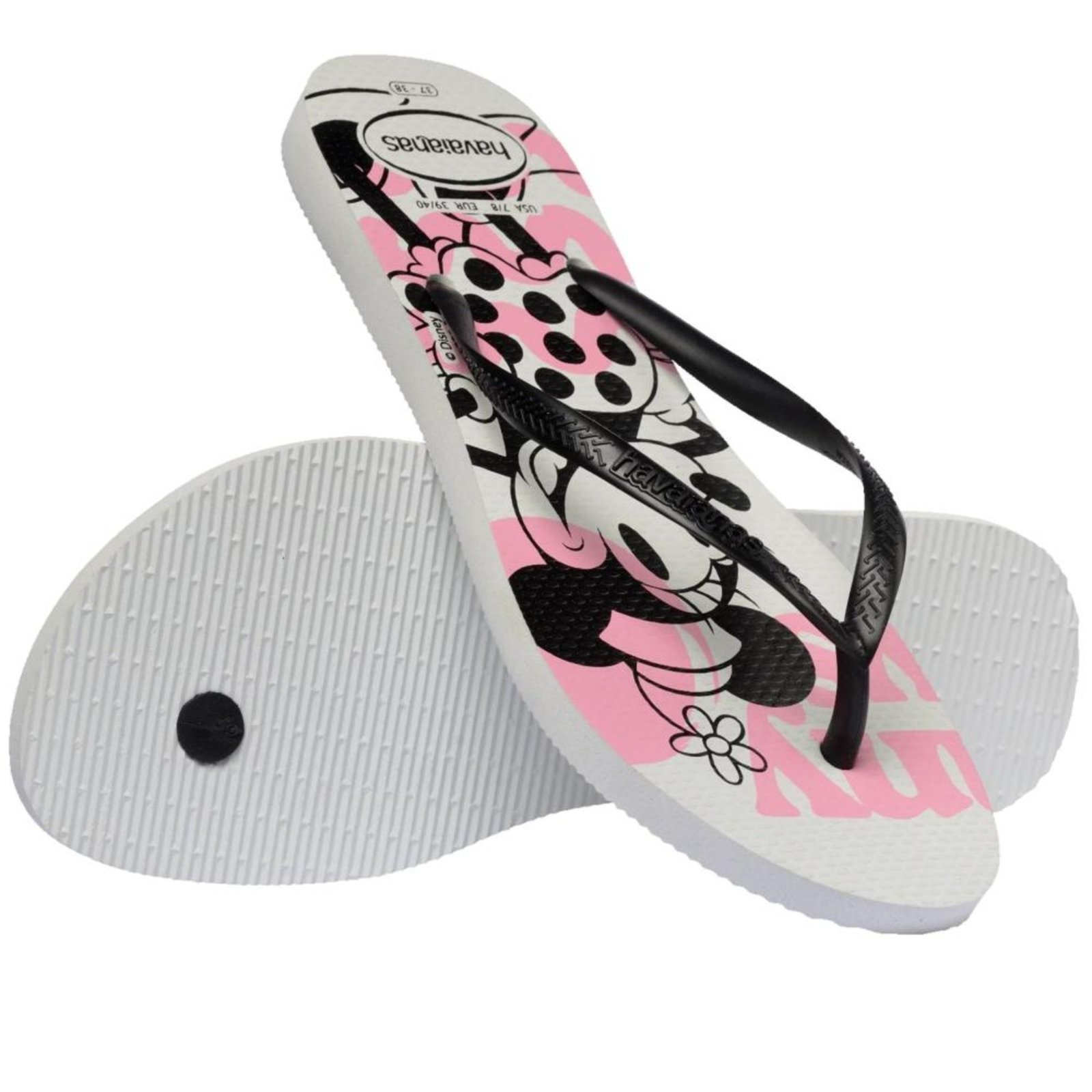 Vista 3 Infantil - Chinelo Feminino Havaianas Slim Disney Branco/Preto incolor Havaianas incolor