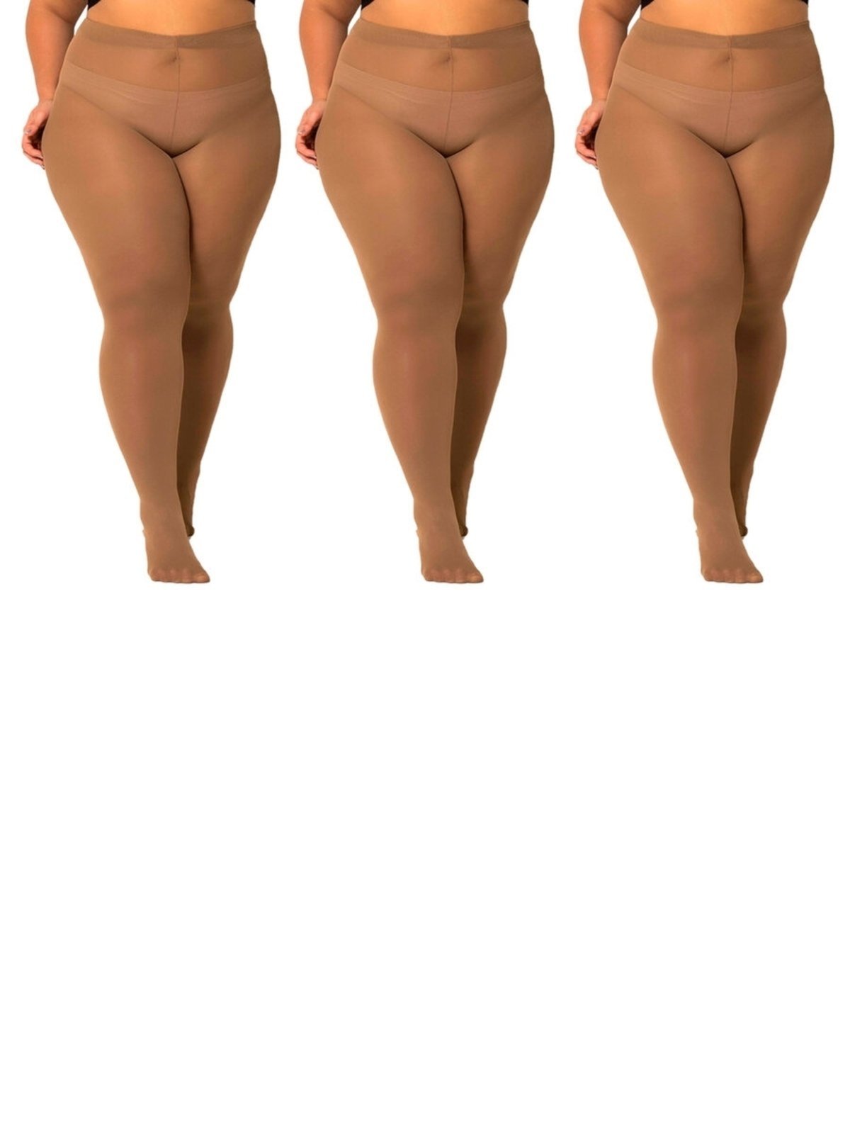 Kit com 3 Meias Calças Fio 80 Opaca Trifil 6100 Plus Size Bege