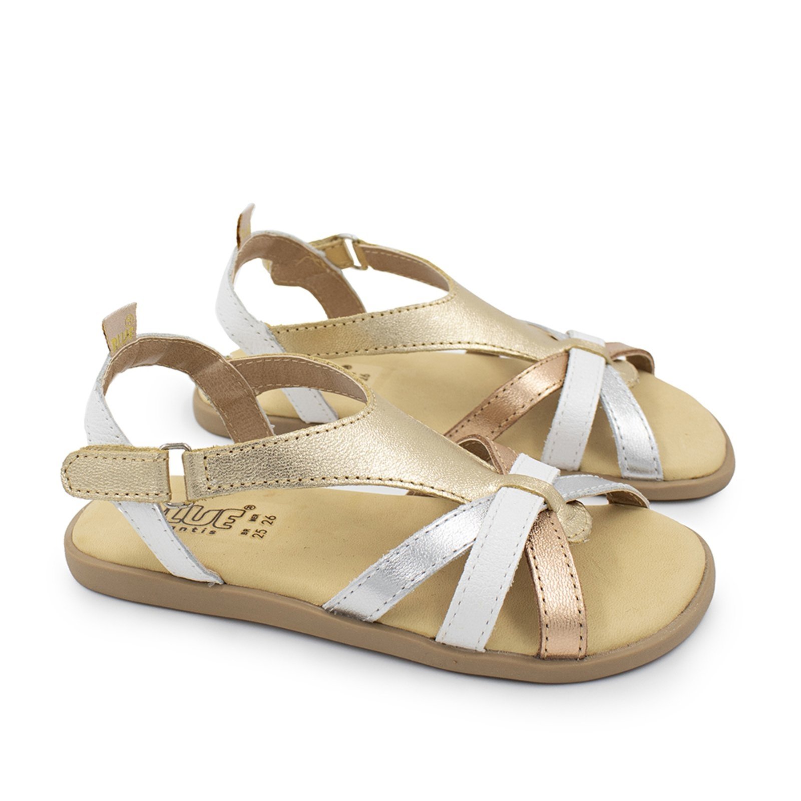 Vista 2 Infantil - Sandalia Menina Blue Sandy Couro Ouro Velho Blue Infantis ouro velho blue