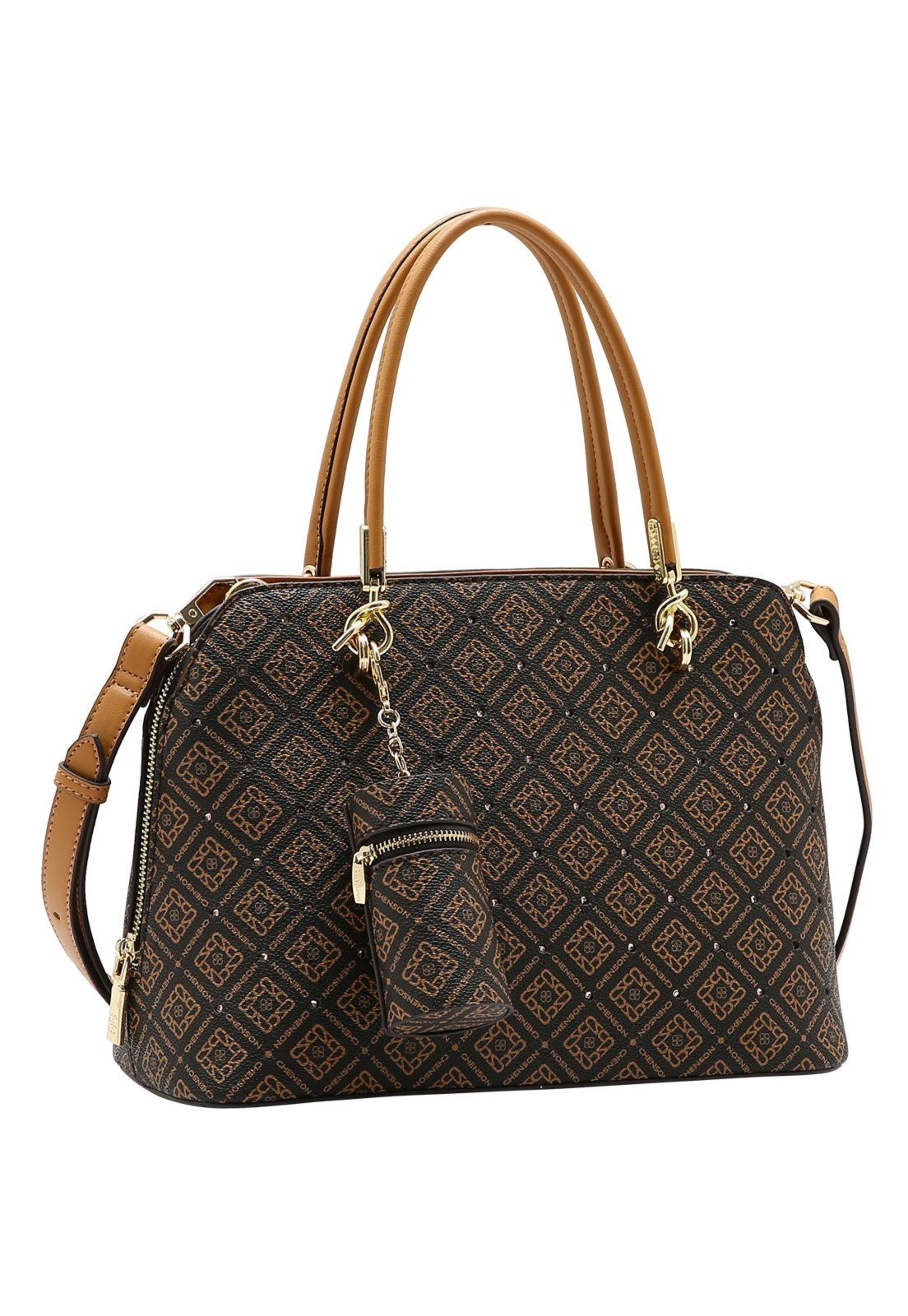 Bolsa Feminina Chenson Mão Monograma Luxo 3485463 Café