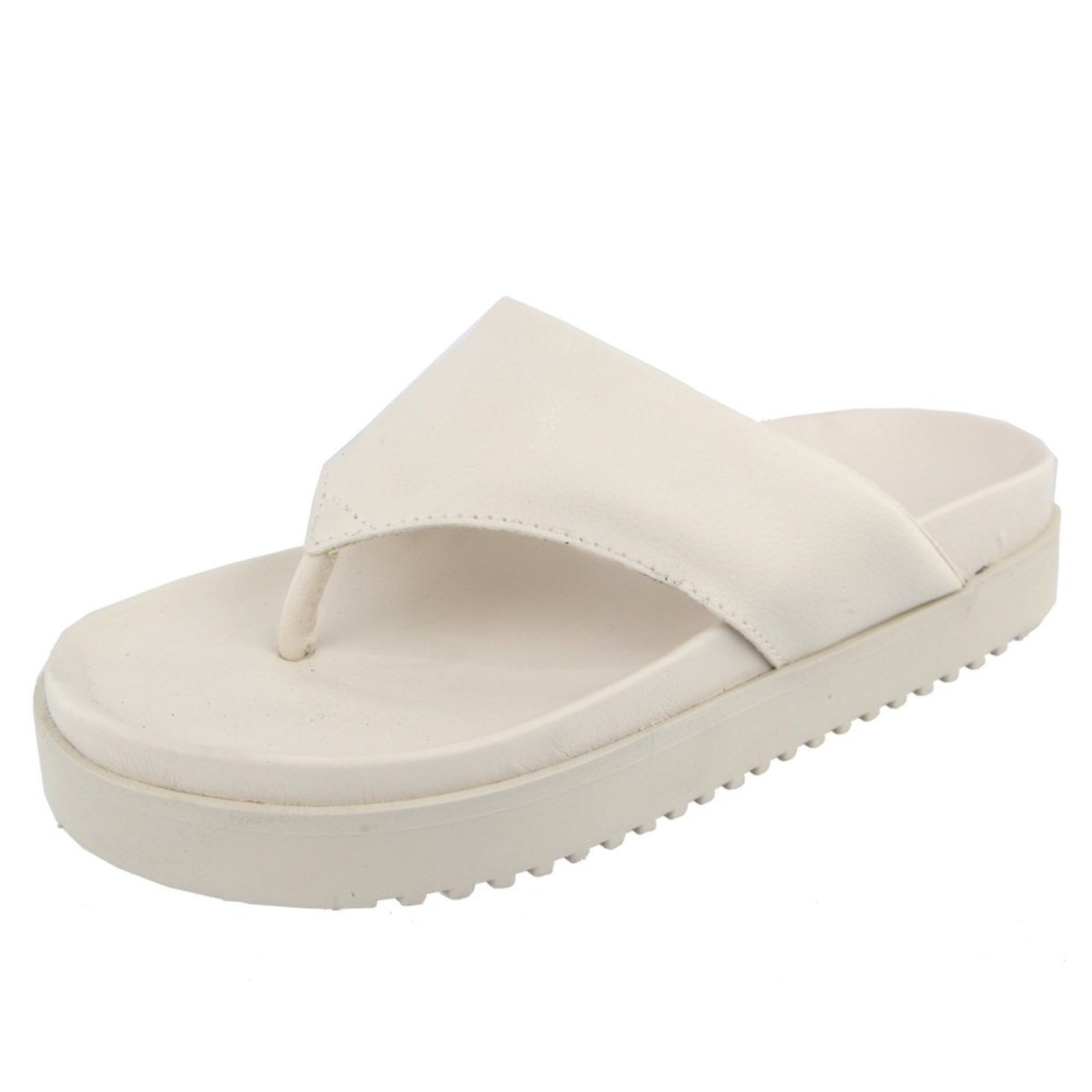 Sandália Flatform de Dedo Papete Macia Blogueira Agnes Veronez Off White