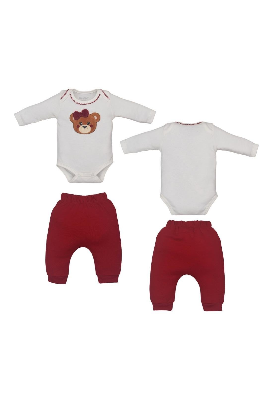 Infantil - Conjunto Body Calça Vermelha Menina Upi Uli P Vermelho