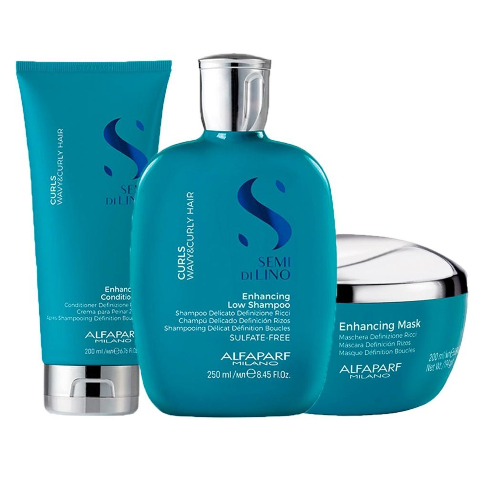 Alfaparf Semi Di Lino Curls Shampoo, Cond e Máscara