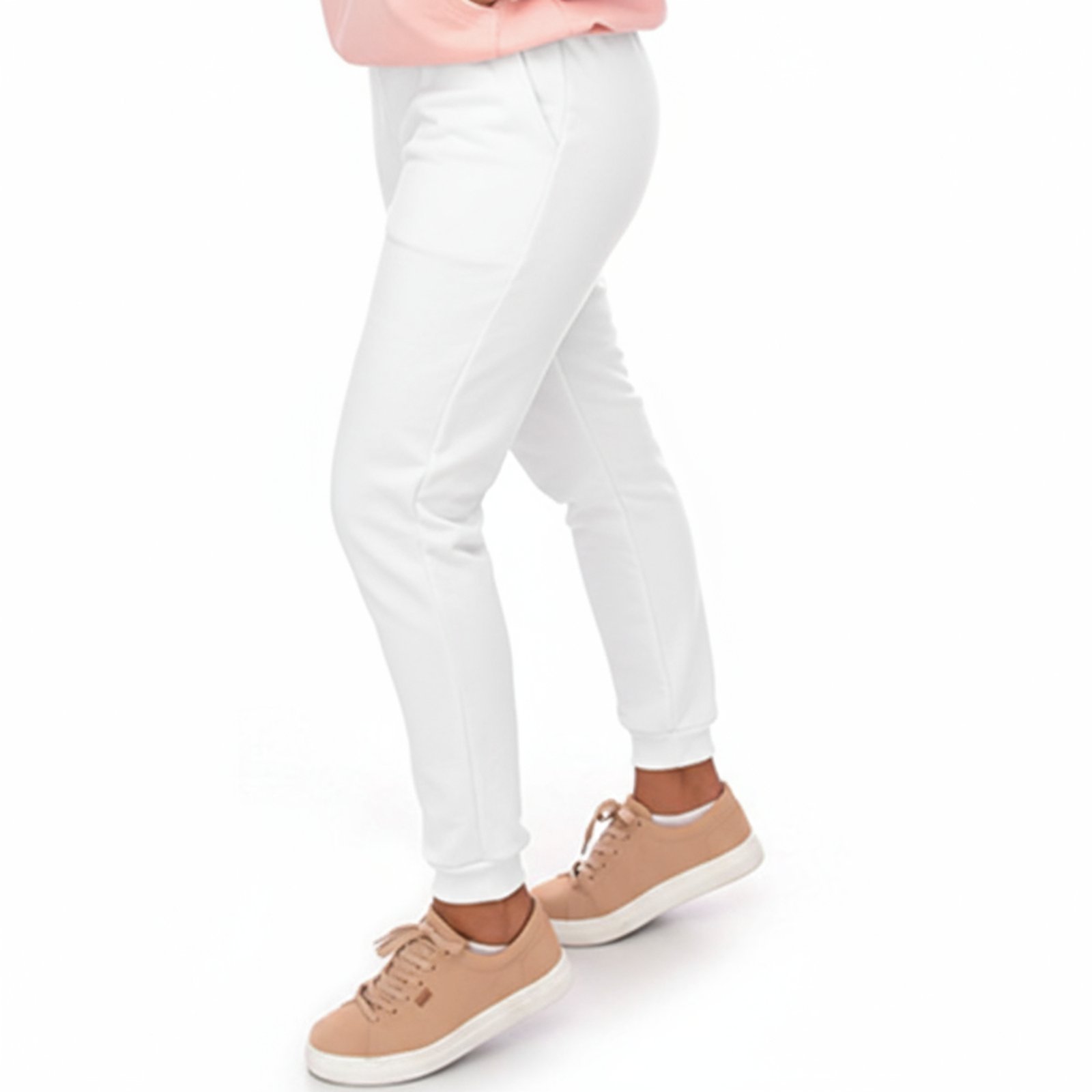 Calça Estilo Jogger Moletom Adulto Branco Aliarthe