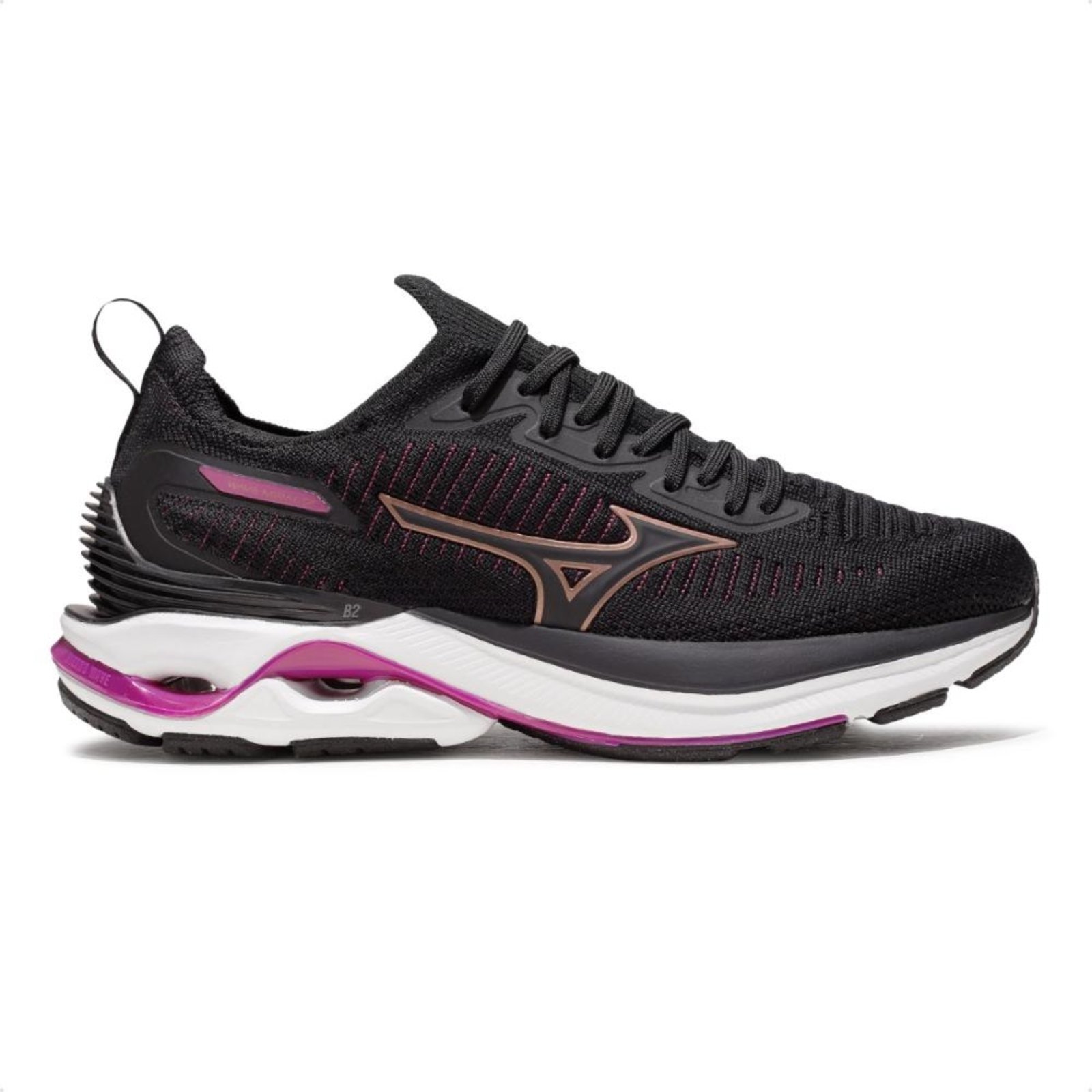 Vista 2 Tênis Mizuno Wave Mirai 7 Feminino bege Mizuno bege