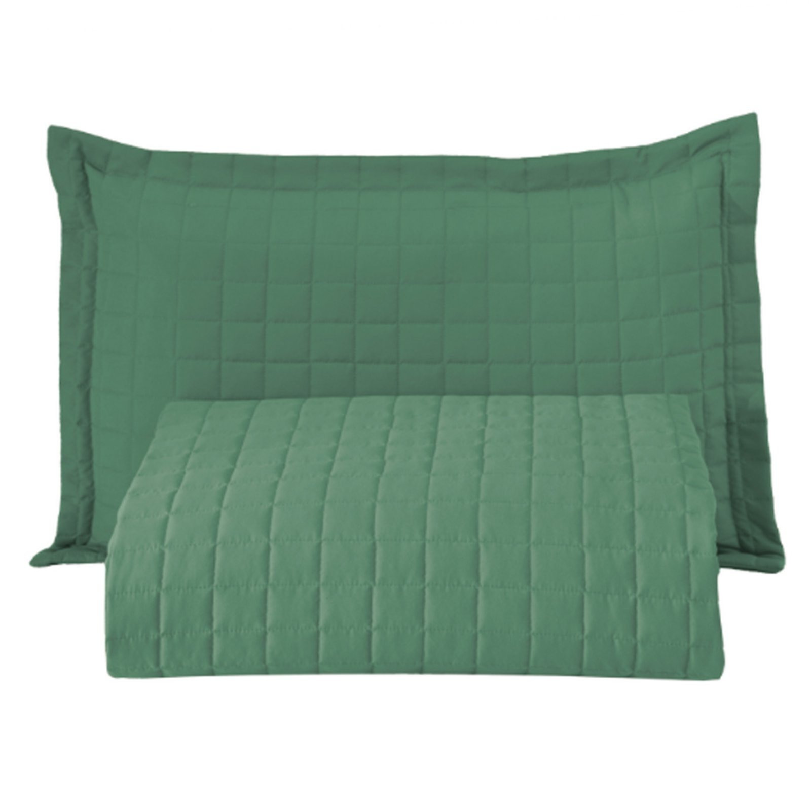 Kit Cobre Leito Colcha Casa Scarpa Bellini Solteiro Dupla Face Percal 300 Fios Textura Matelassê 2 Peças - Verde