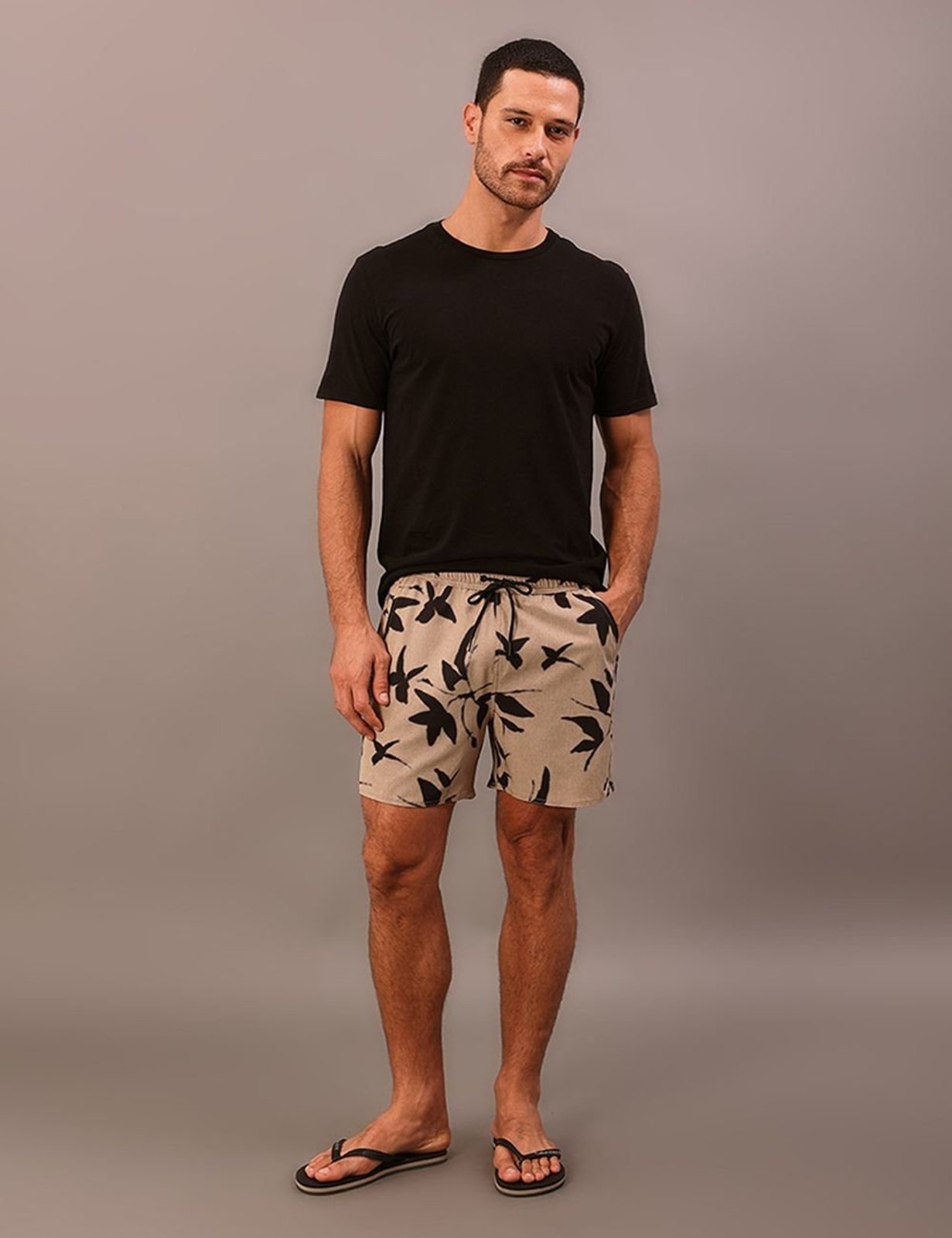 Shorts D'Água Masculino Folhagens Mescla - Caqui Medio Calvin Klein Jeans