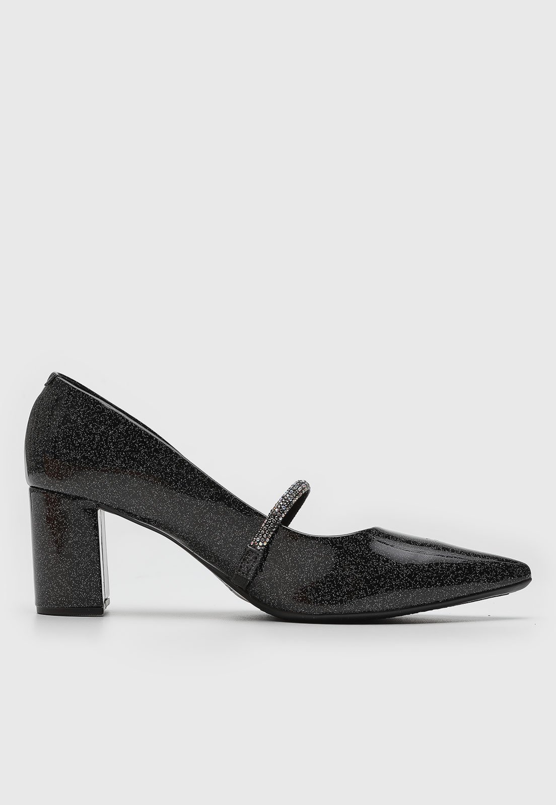 Vista 3 Scarpin Feminino Beira Rio Tira Pedraria Glitter preto BEIRA RIO preto