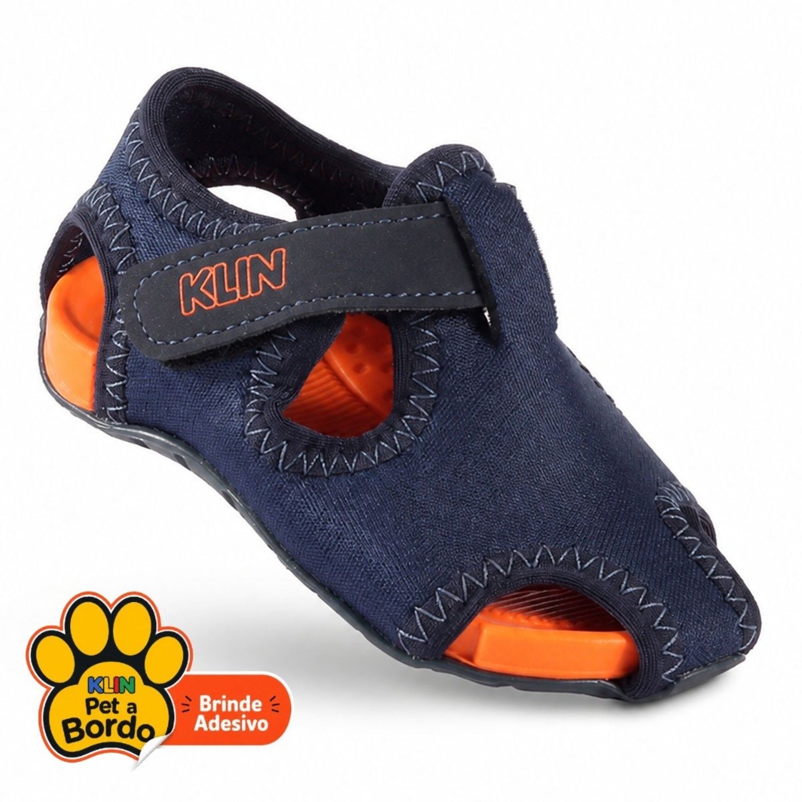 Infantil - Sandália Papete Menino Klin Like Anatômica Azul Marinho e Laranja