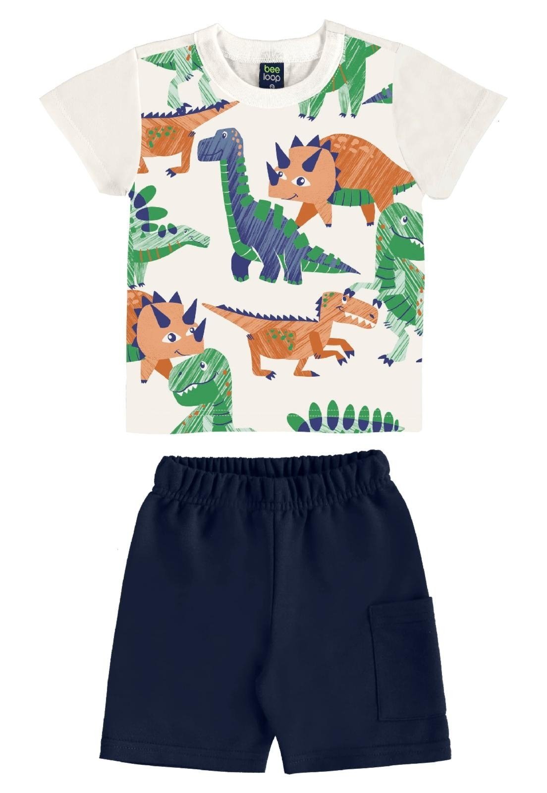 Vista 3 Infantil - Conjunto Camiseta Dino Bermuda Bee Loop Off-White off-white white Bee Loop off-white white