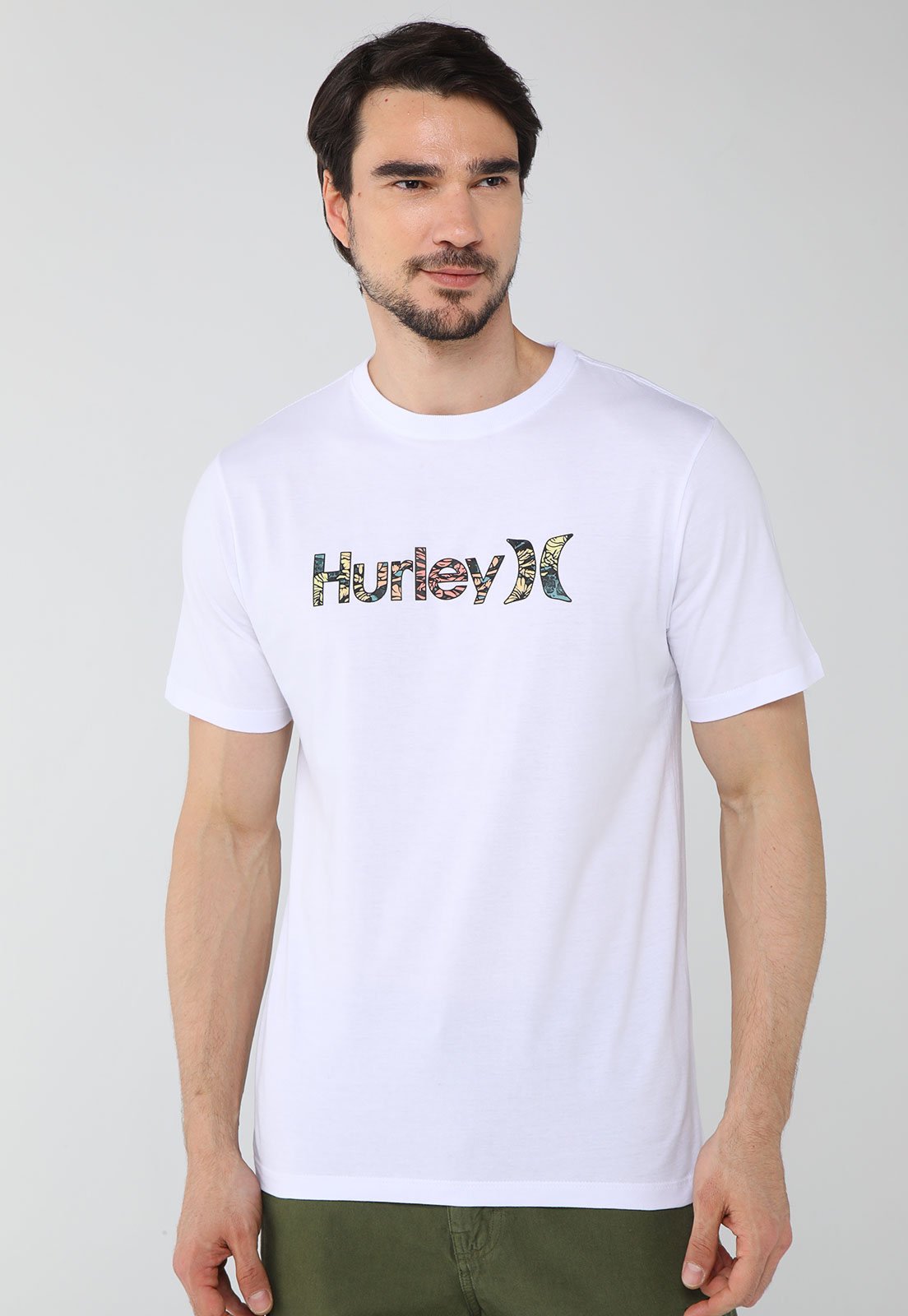 Camiseta Masculina Hurley Silk O&O Floral Branca