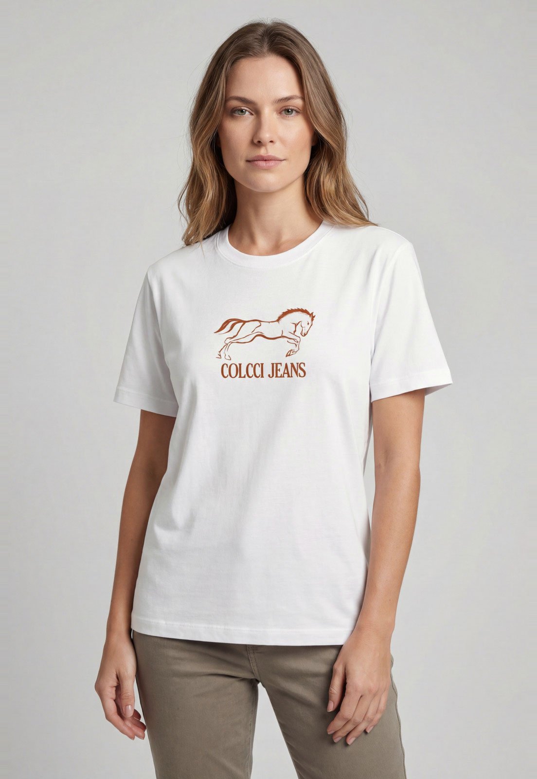 Camiseta Feminina Colcci Jeans Logo Branca