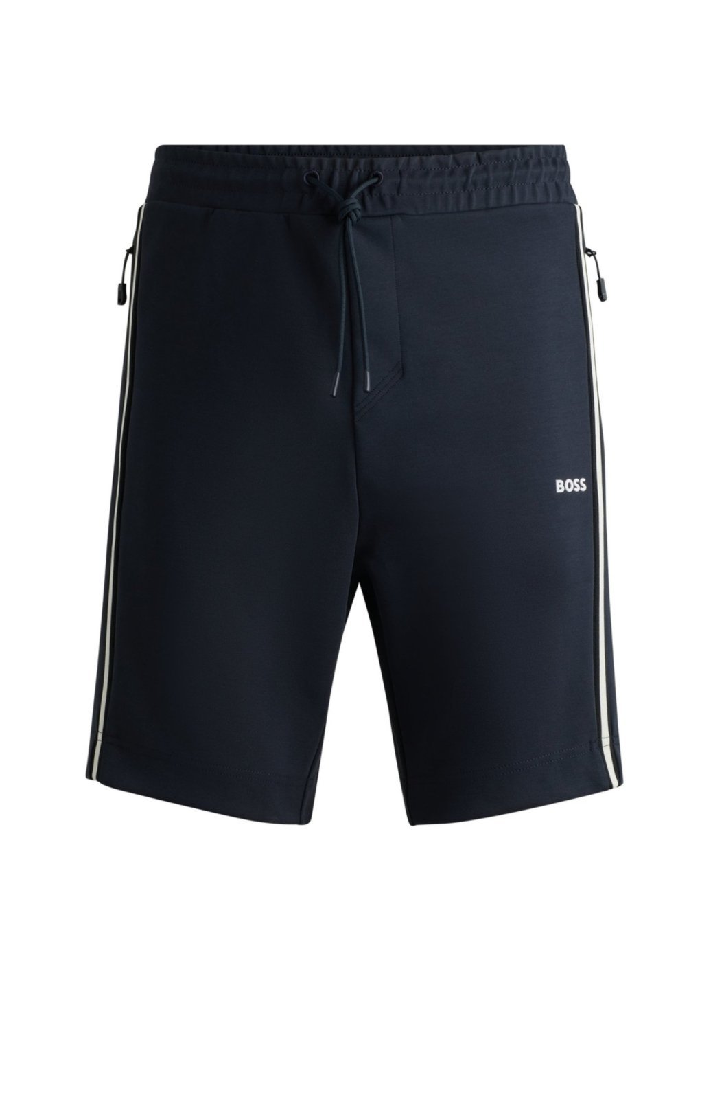 Shorts Regular De Algodão Com Inserções De Fita Azul – EGG