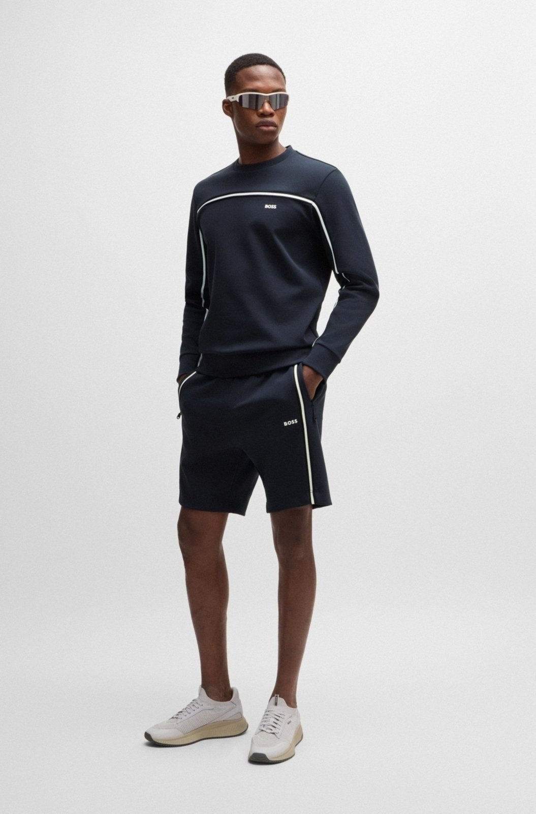 Vista 3 Shorts Regular De Algodão Com Inserções De Fita azul azul