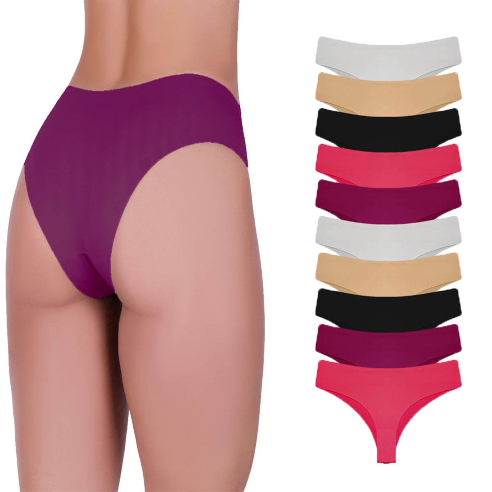 Kit 10 Calcinhas Tanga Corte A Laser Microfibra Sortida Colorido