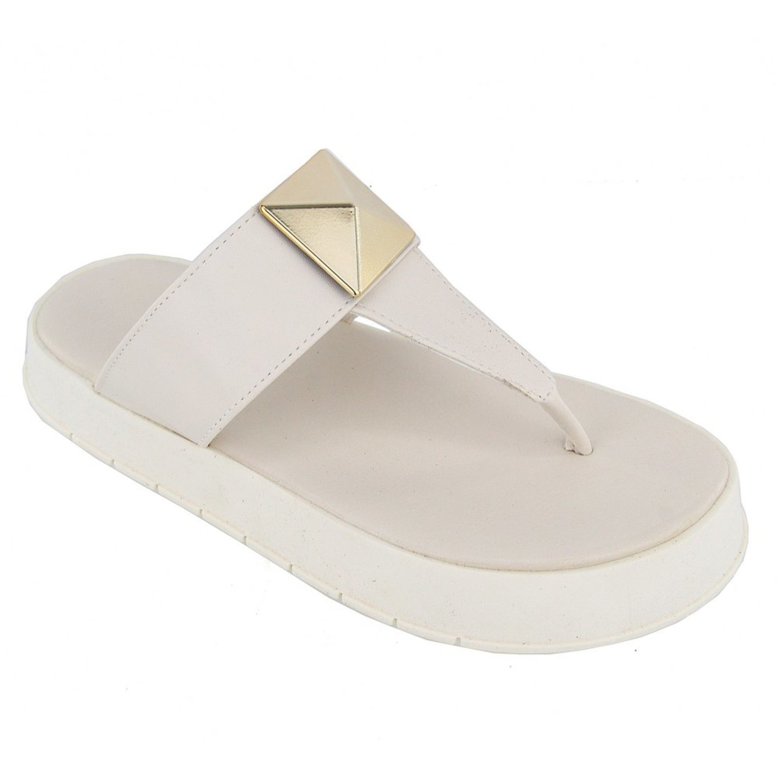 Papete Sandalia Plataforma Sola Alta Flat Off White Kuento Shoes