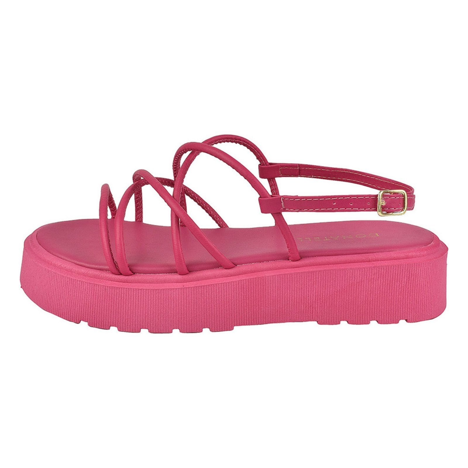 Vista 3 Sandalia Feminina Anabela Plataforma Donatella Shoes Chinelo Tira Amarrar Sola Reta Monte Shoes pink Monte Shoes pink