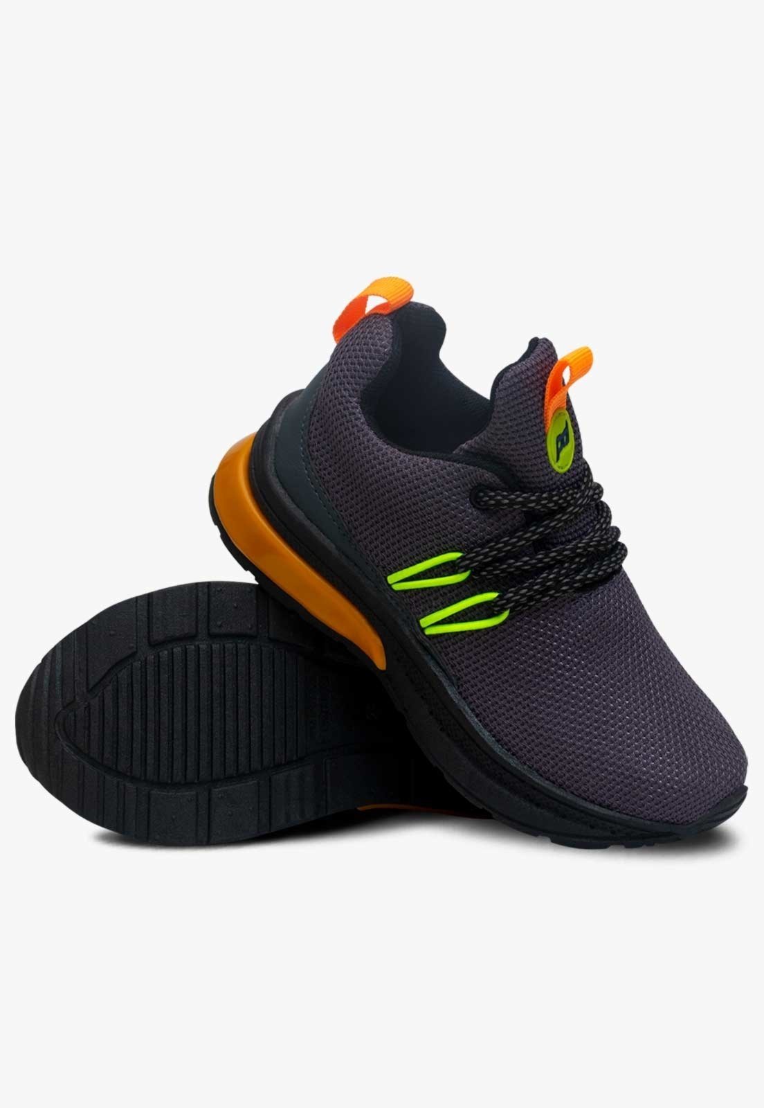 Vista 3 Infantil - Tênis Esportivo com Cadarço Pópidi Masculino Chumbo cinza Pópidí cinza