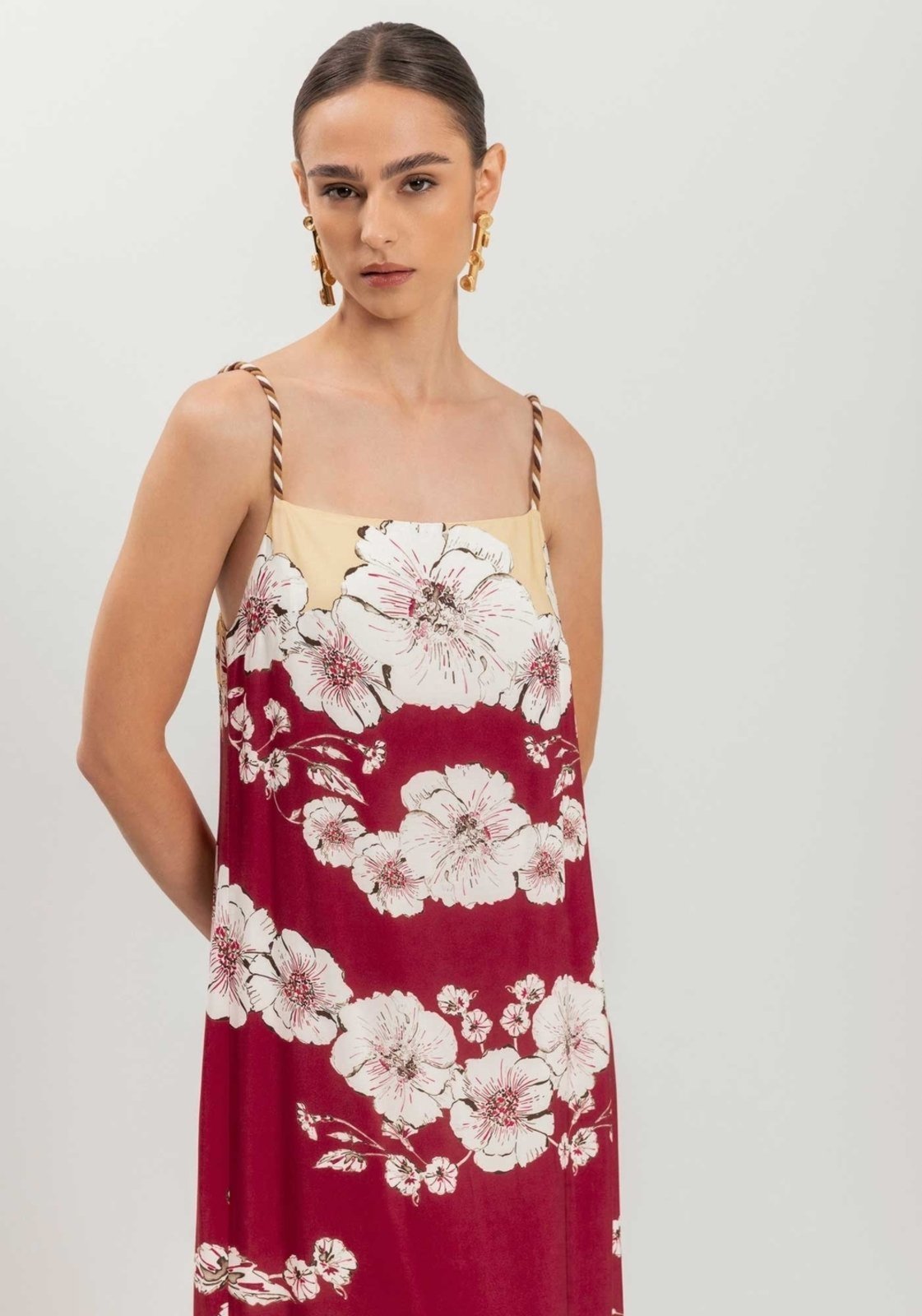 Vista 3 Vestido Estampado De Alças Com Fenda Lateral E Decote Reto Lez a Lez poás Lez a Lez poás