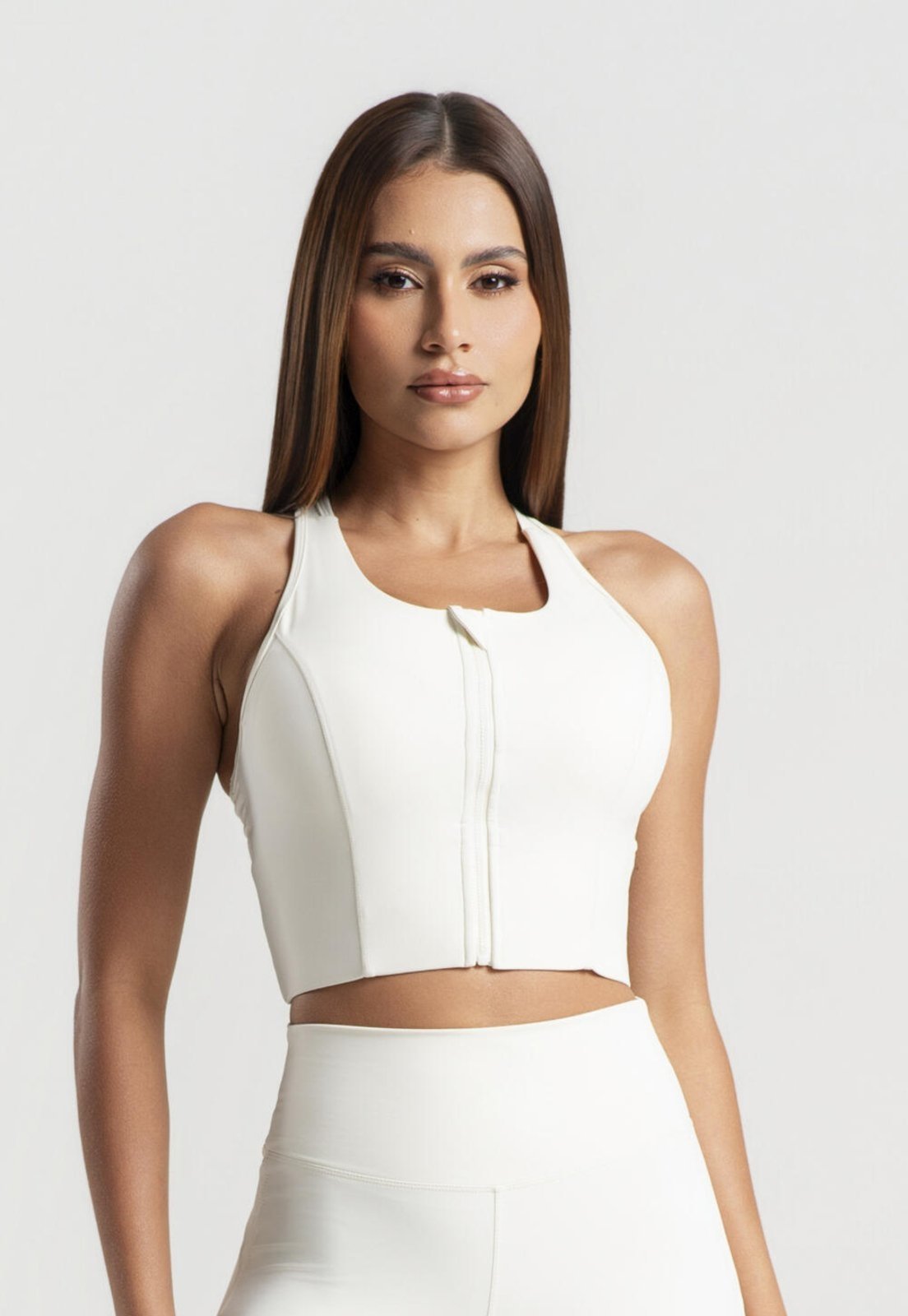 Cropped Fitness Com Bojo E Abertura Por Zíper Poliamida Offwhite Wemood Tp021-006 Off-White