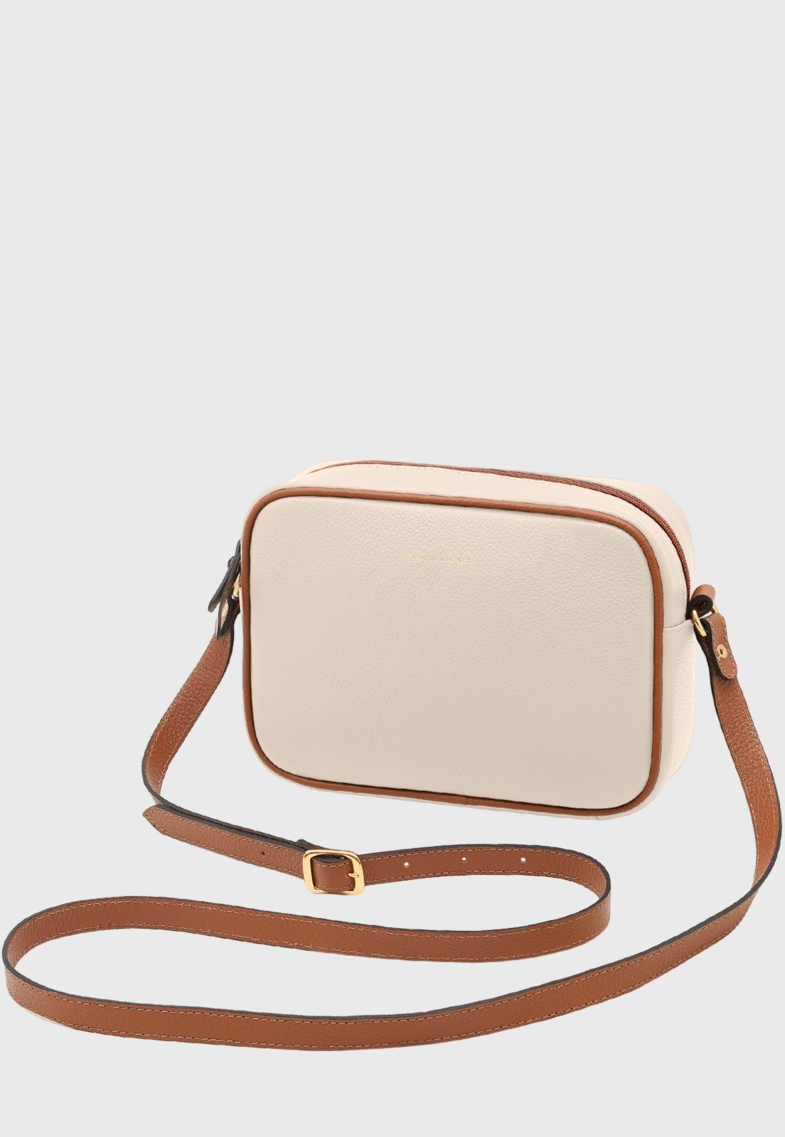 Vista 2 Bolsa Transversal Couro Mariart Jeri Off White/Camel caramelo/off-white white Mariart caramelo/off-white white