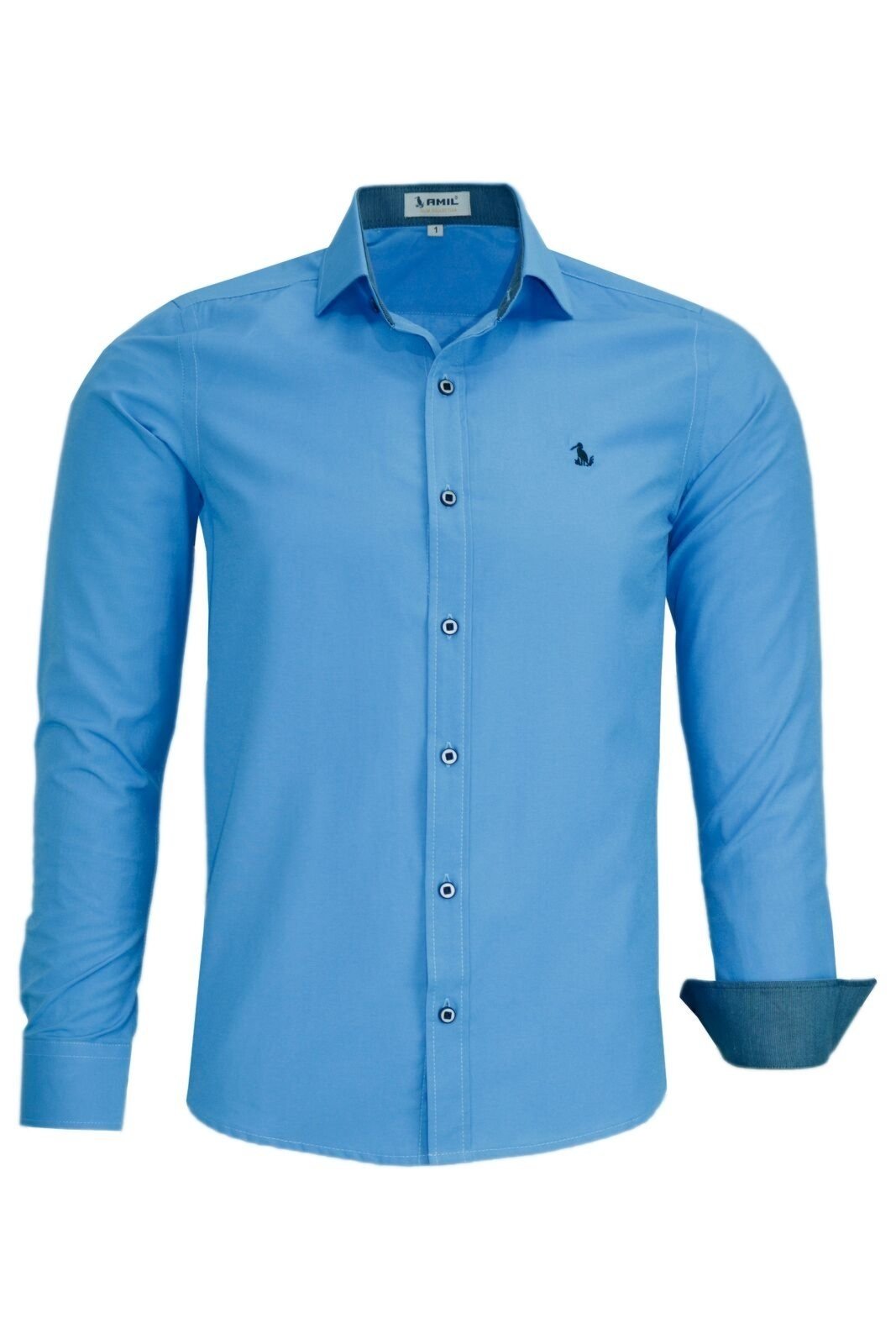 Camisa Masculina Slim Amil Manga Longa Tecido Misto 1778
