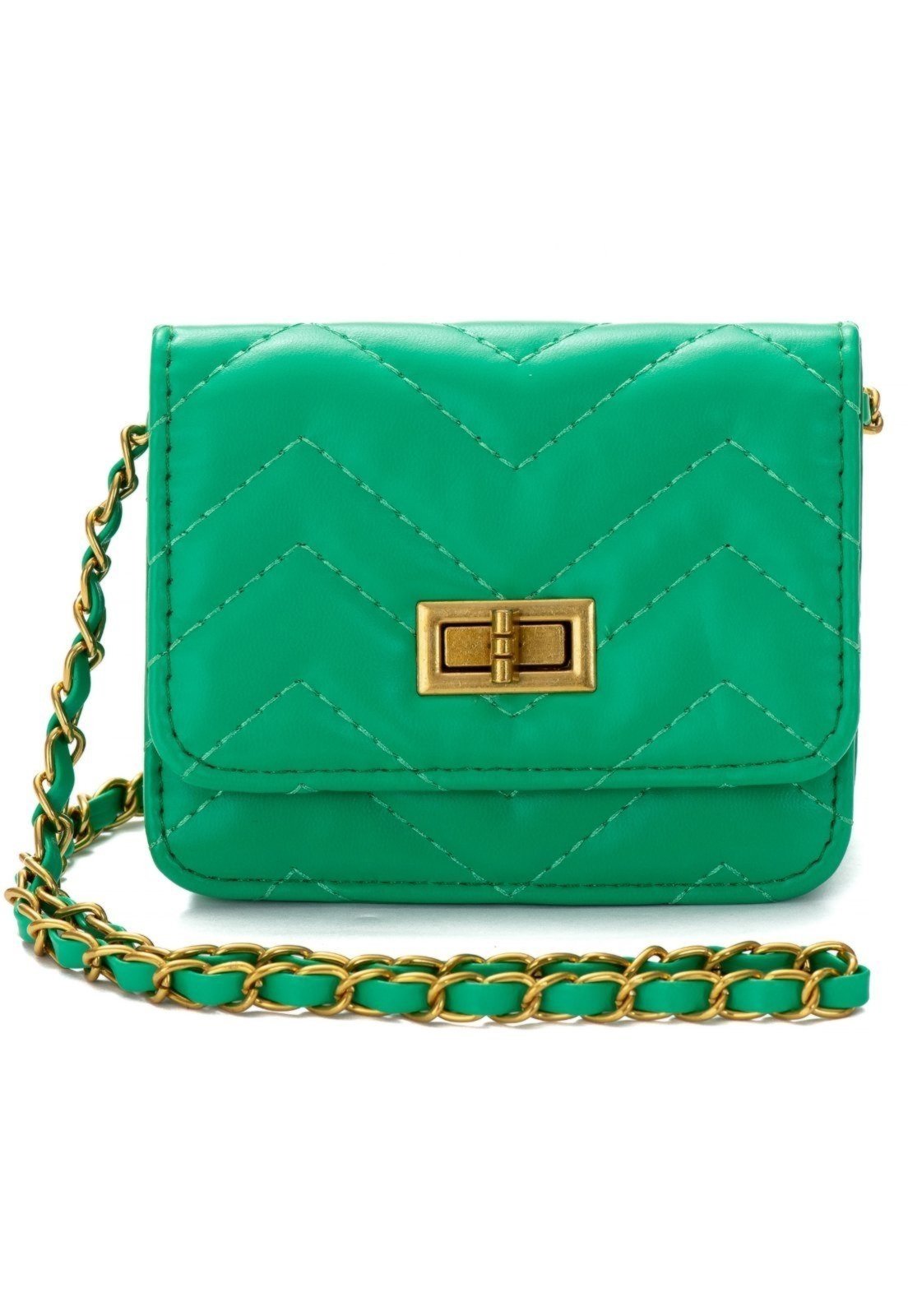 Bolsa Feminina Transversal Mini Bag Alça de Corrente Star Shop Verde
