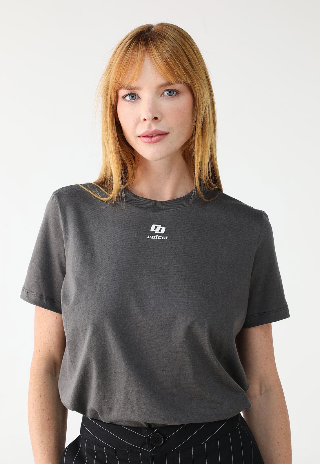 Camiseta Colcci Reta Logo Grafite