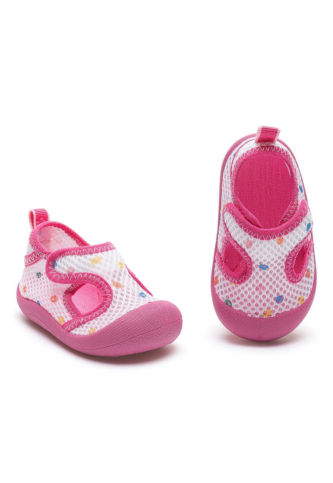 Infantil - Sapatinho Menina Antiderrapante Verão Branco Pink Mzkid