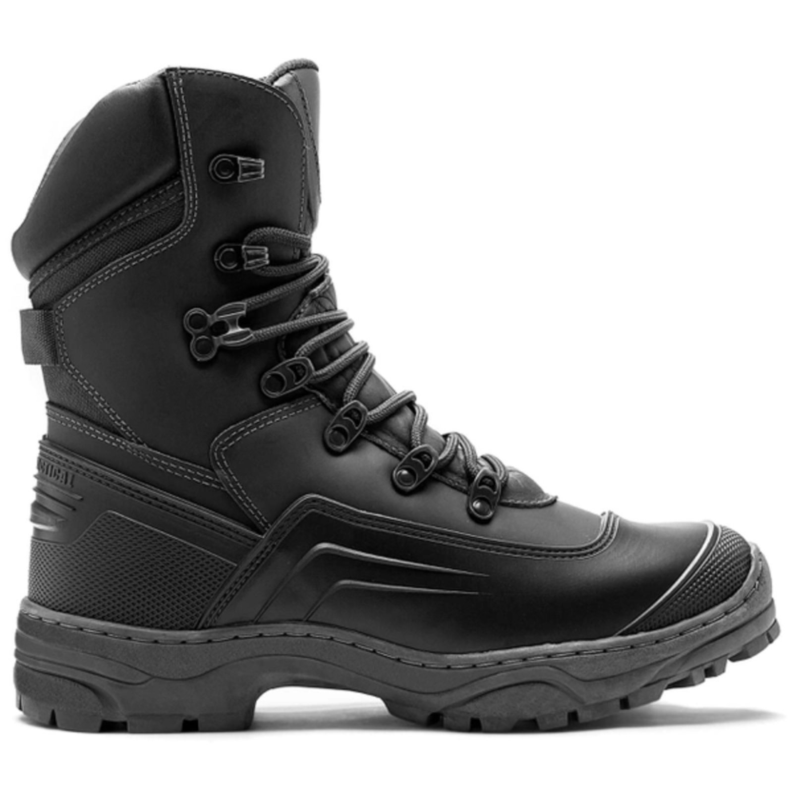 Coturno Militar Bota Masculina Burke Tática em Couro Conforto Preto