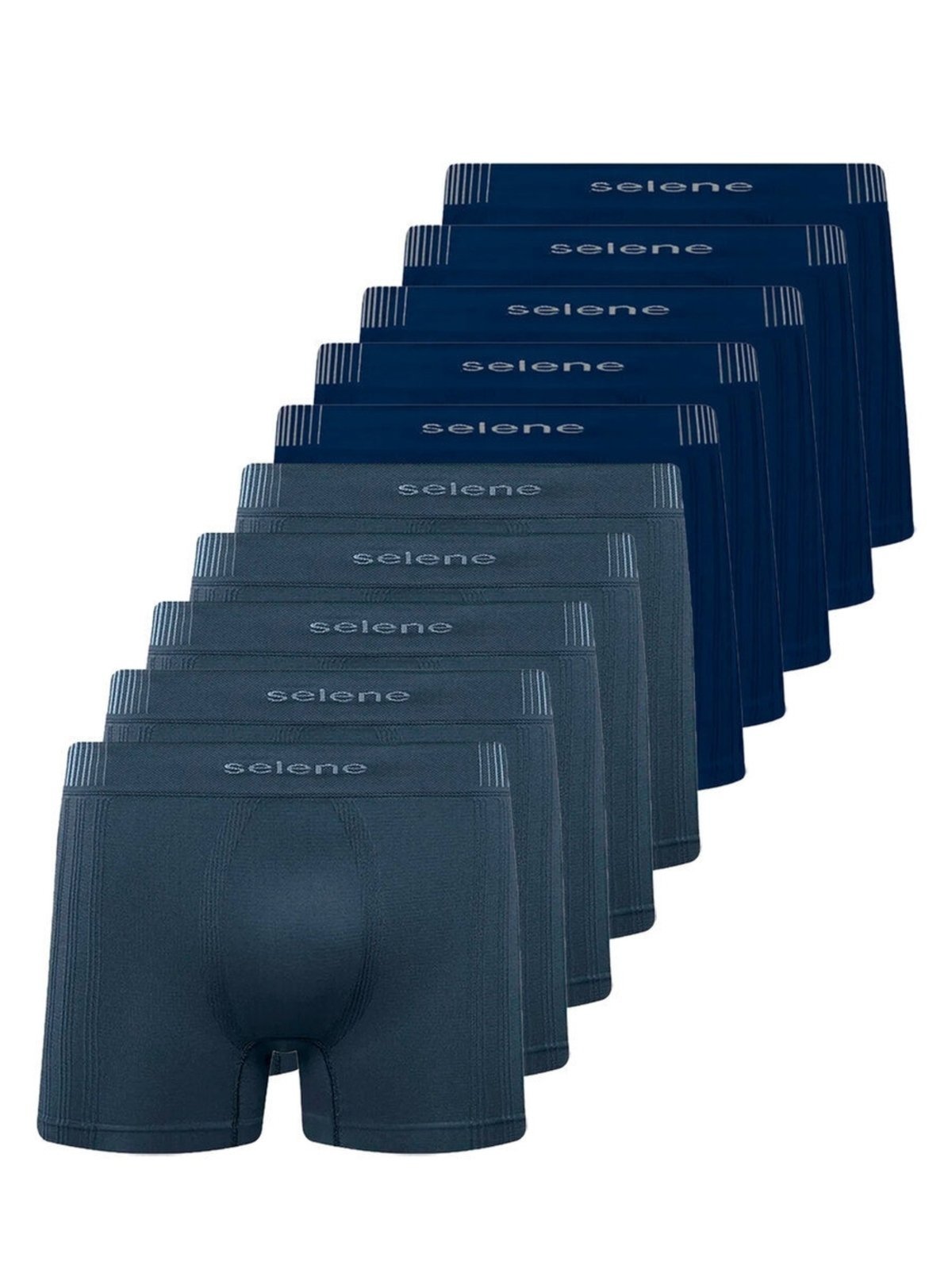Kit com 10 Cuecas Boxer Selene 11070-002/003/440 Azul Marinho