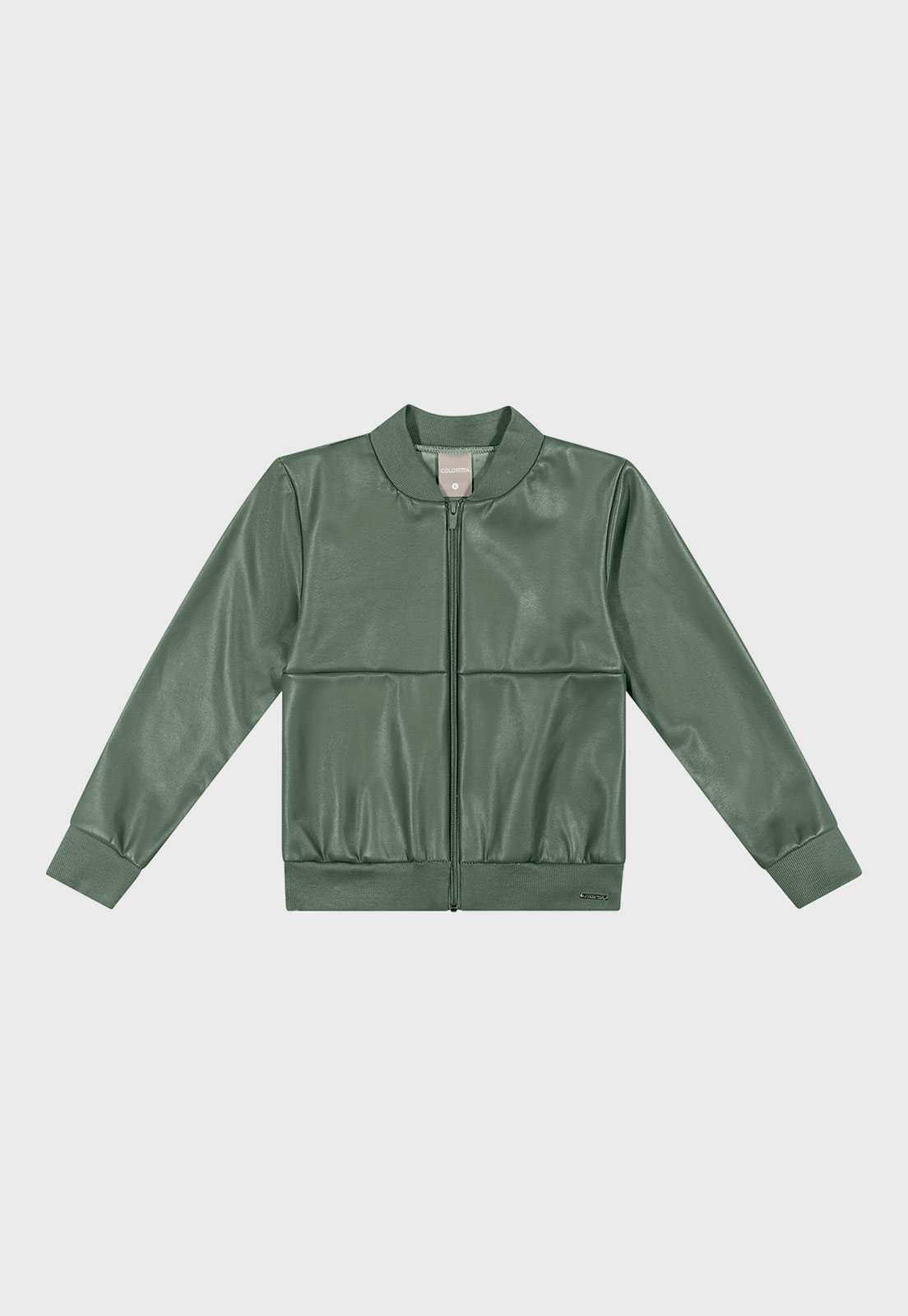 Infantil - Jaqueta Coloritta Cropped Gola Redonda Verde