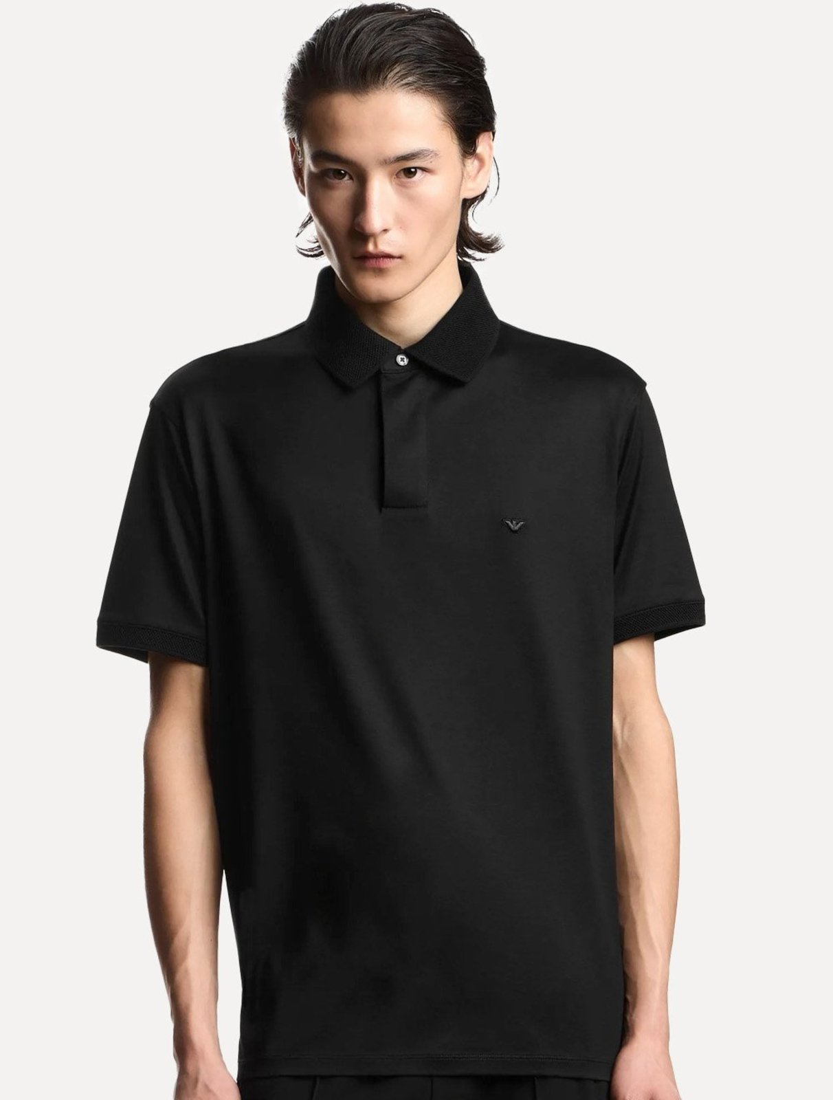 Camisa Polo Empório Armani Masculina Texturized Collar Preta