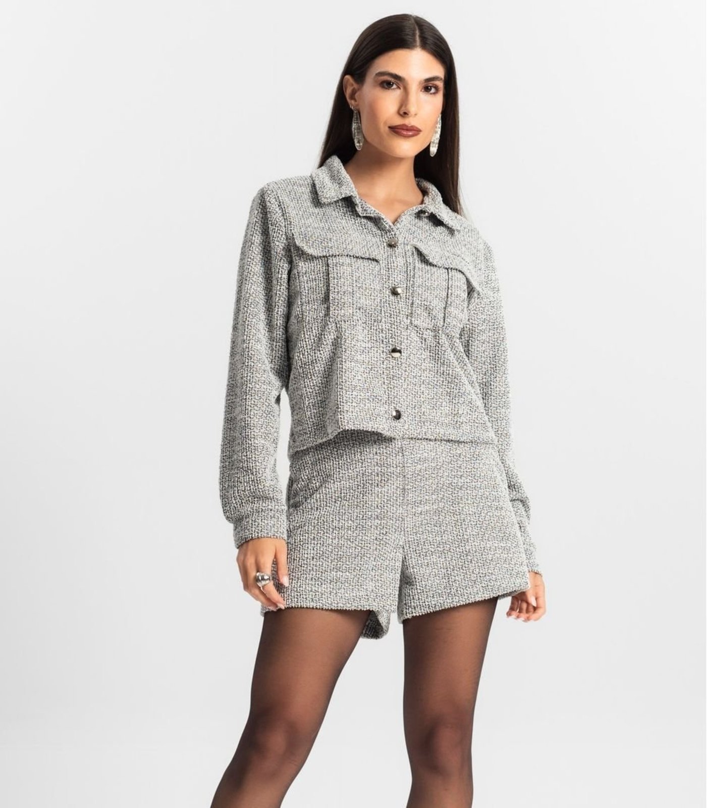 Casaco Feminino De Tweed Shine Endless Preto