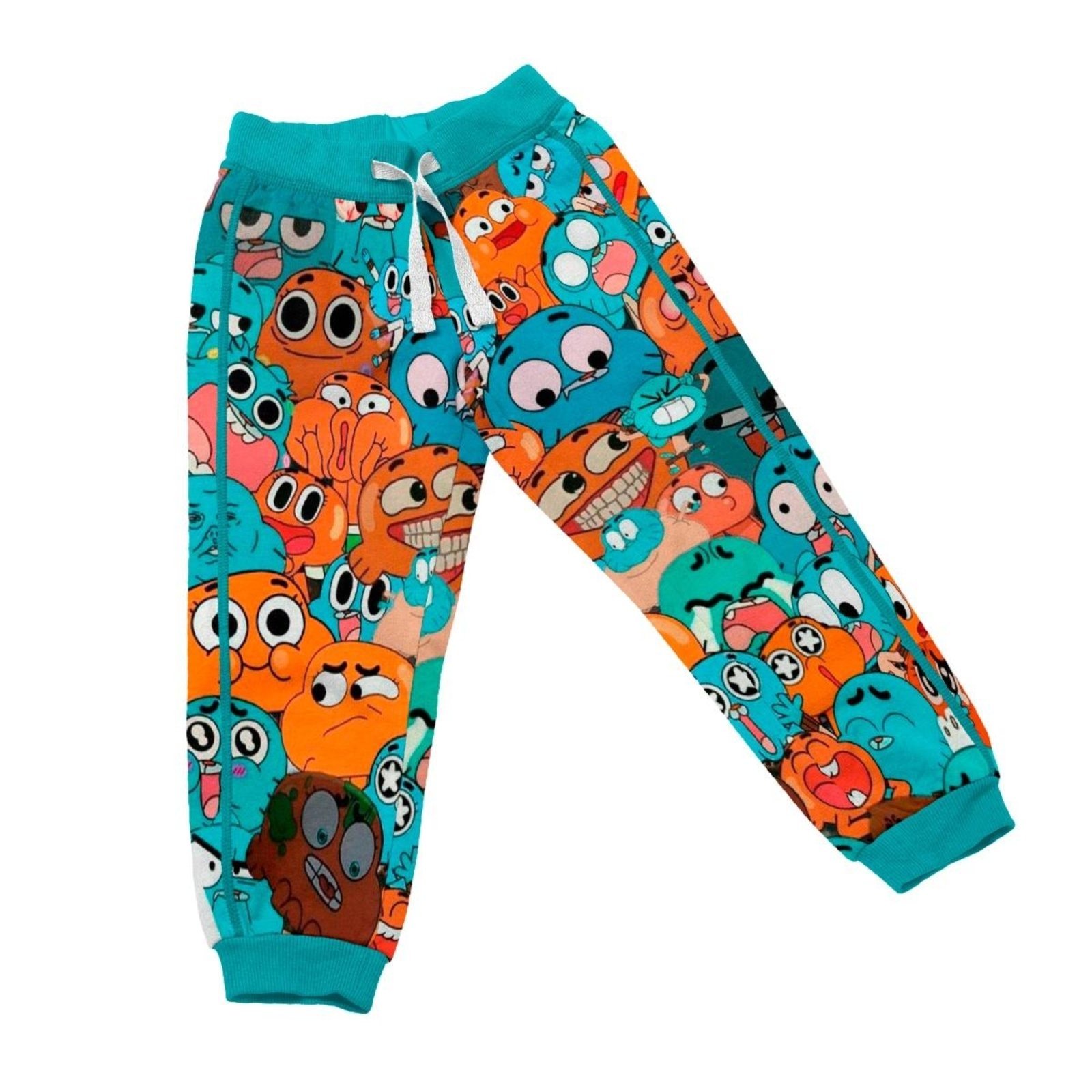 Infantil – Calça Moletom Felpada Com Algodão Temática Personagens Carinhas Divertidas Colorido Verde Claro