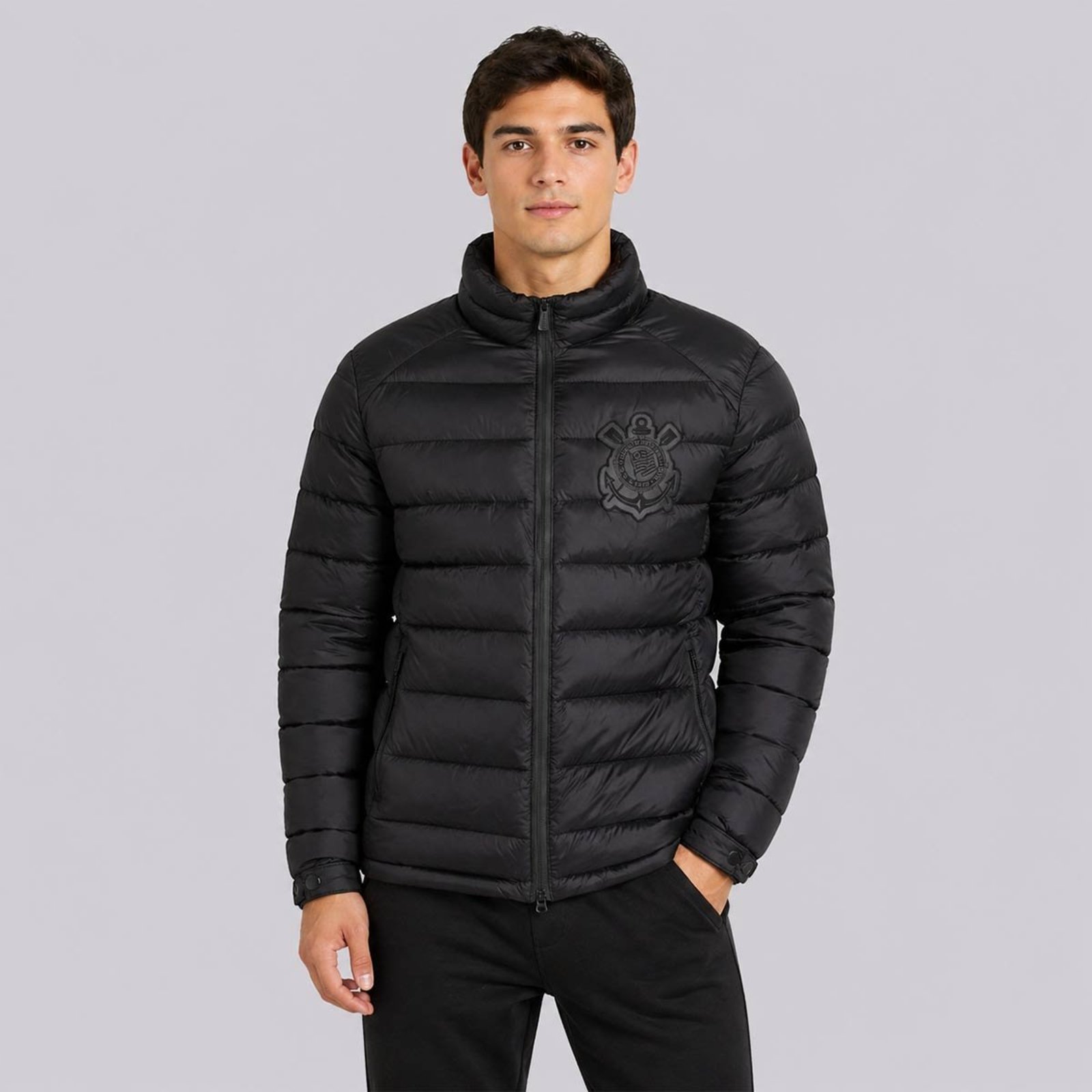 Jaqueta Corinthians Puffer Preta