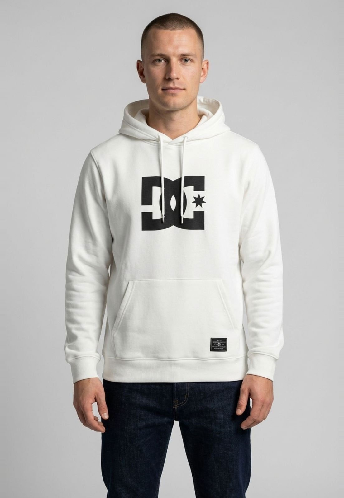 Blusa de Moletom Masculina DC Shoes Capuz Estampa Frontal Off White