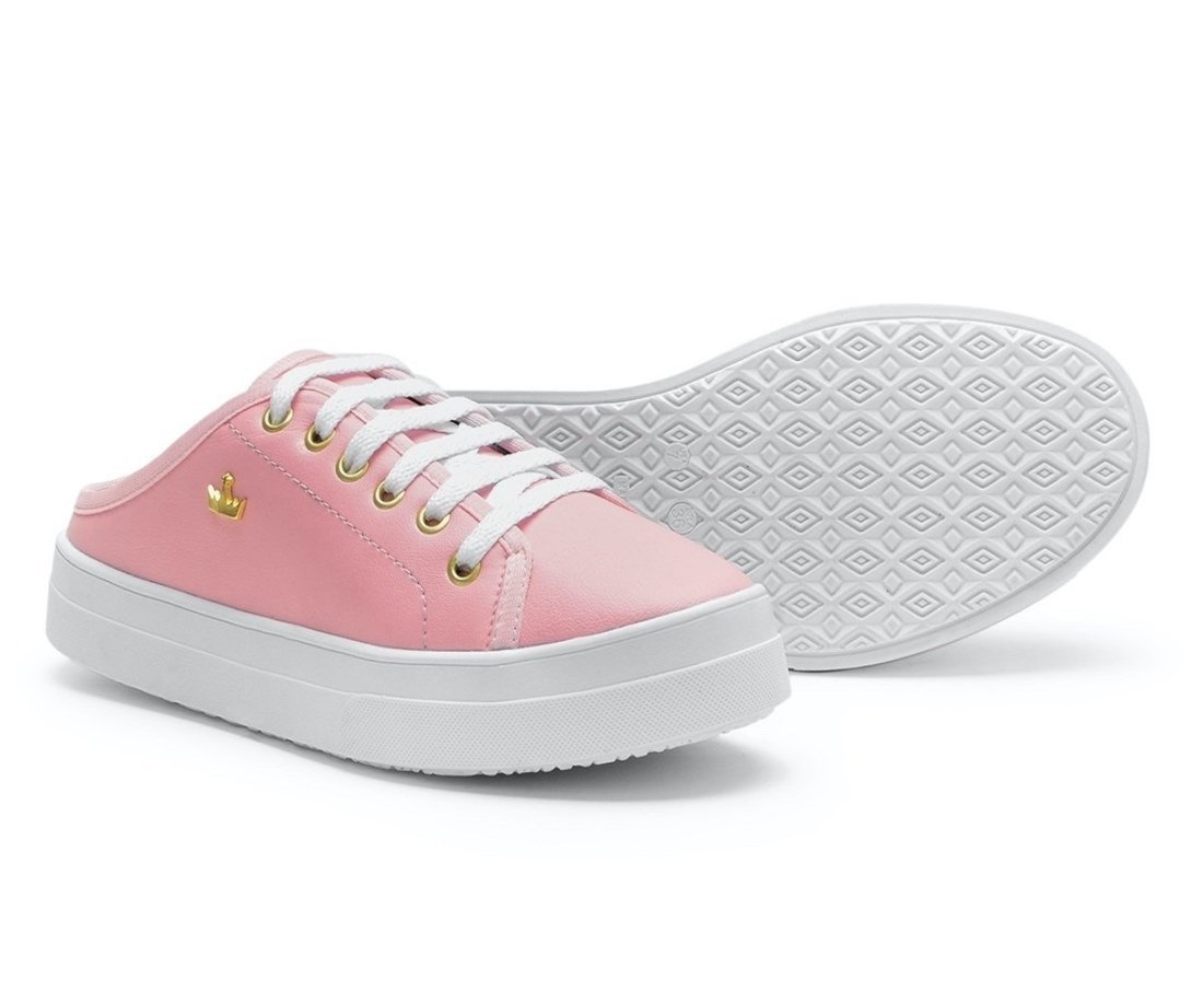 Vista 3 Tênis Mule Casual Feminino Solado Flat Amarração Confortável Prático Versátil FRANCA GRIFFE branco FRANCA GRIFFE branco