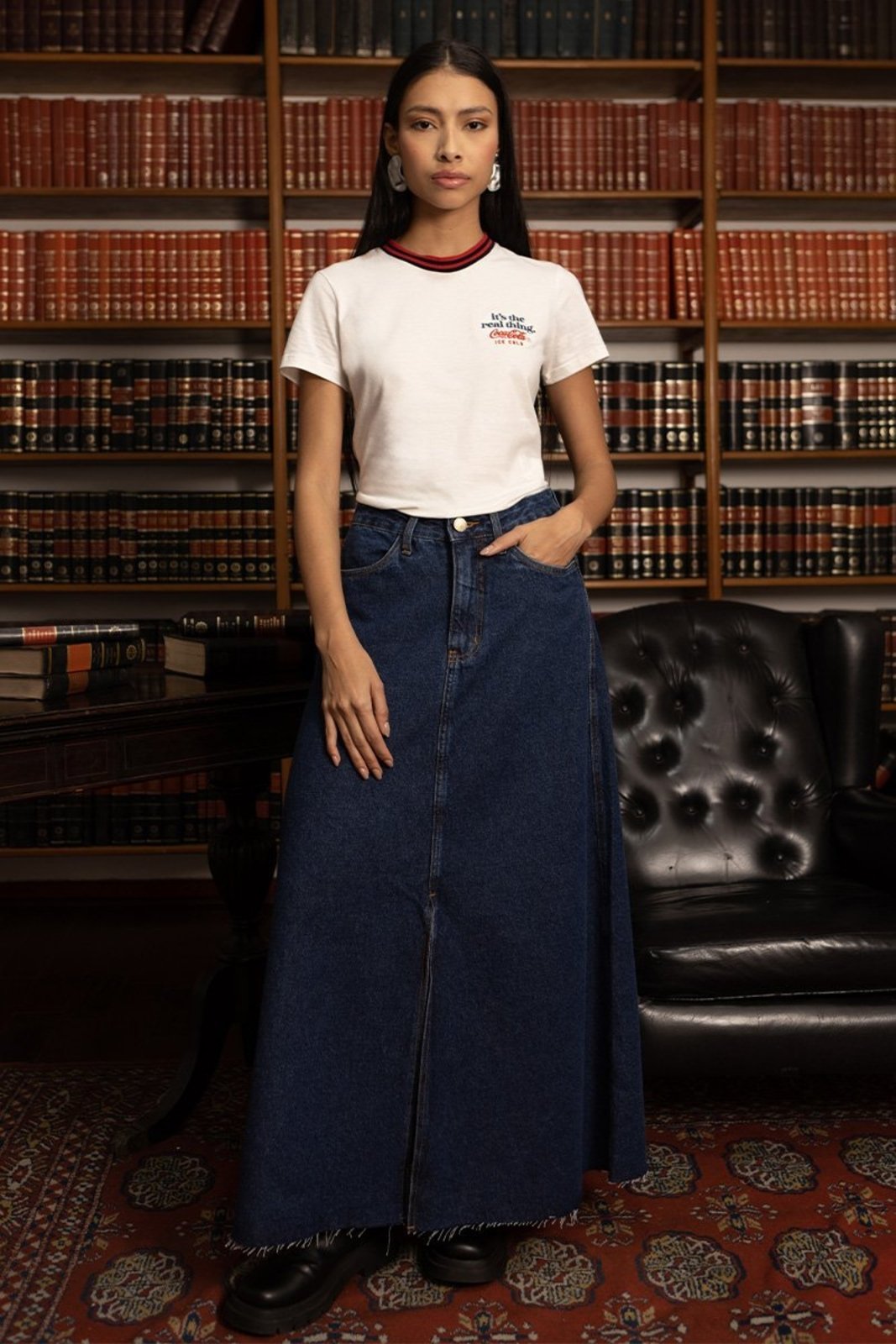 Saia Jeans Super Midi Coca-Cola