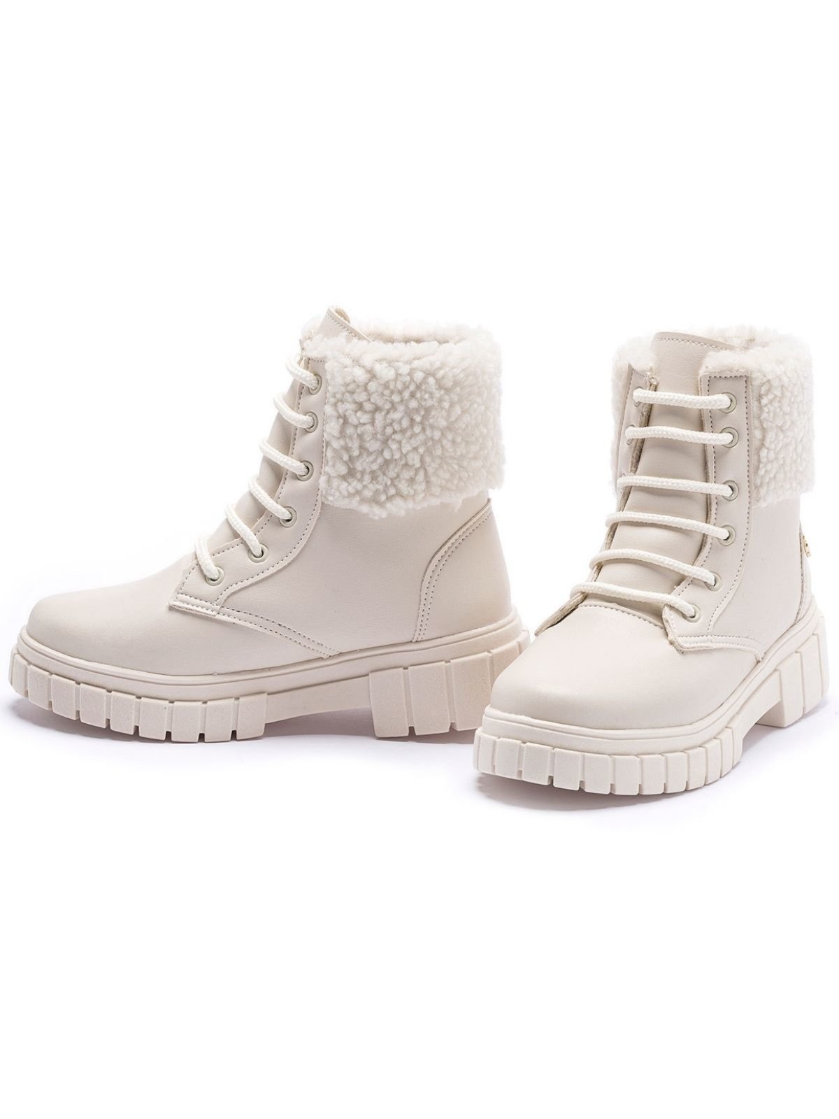 Vista 3 Infantil - Coturno Feminino Tininha Menina Cano Curto com Pelo Off White off-white white Tininha off-white white