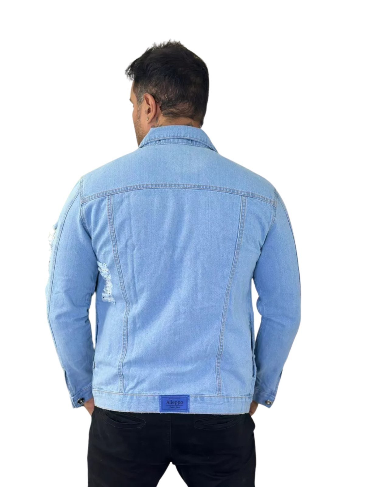 Vista 3 Jaqueta Masculina Jeans Light Com Rasgo Jeans Claro azul JEANS LIGHT azul