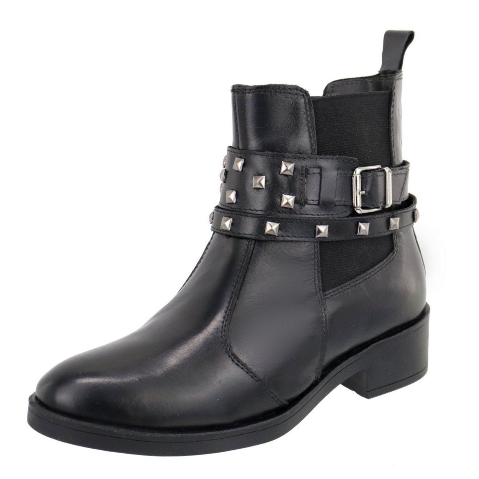 Bota Coturno em Couro Feminina Cano Curto Preto Kuento Shoes