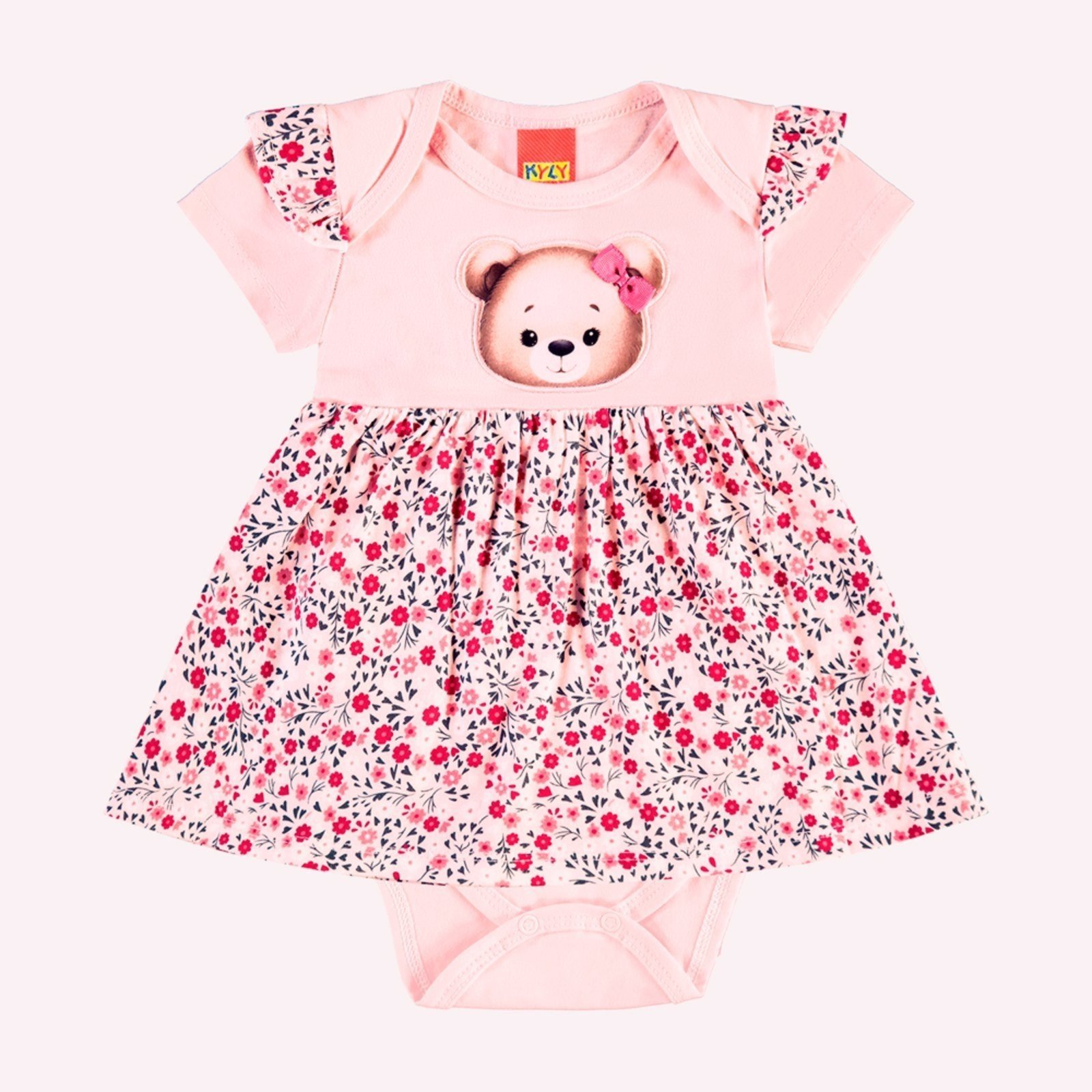 Vista 3 Infantil - Vestido Menina Bordado Kyly laranja Kyly laranja