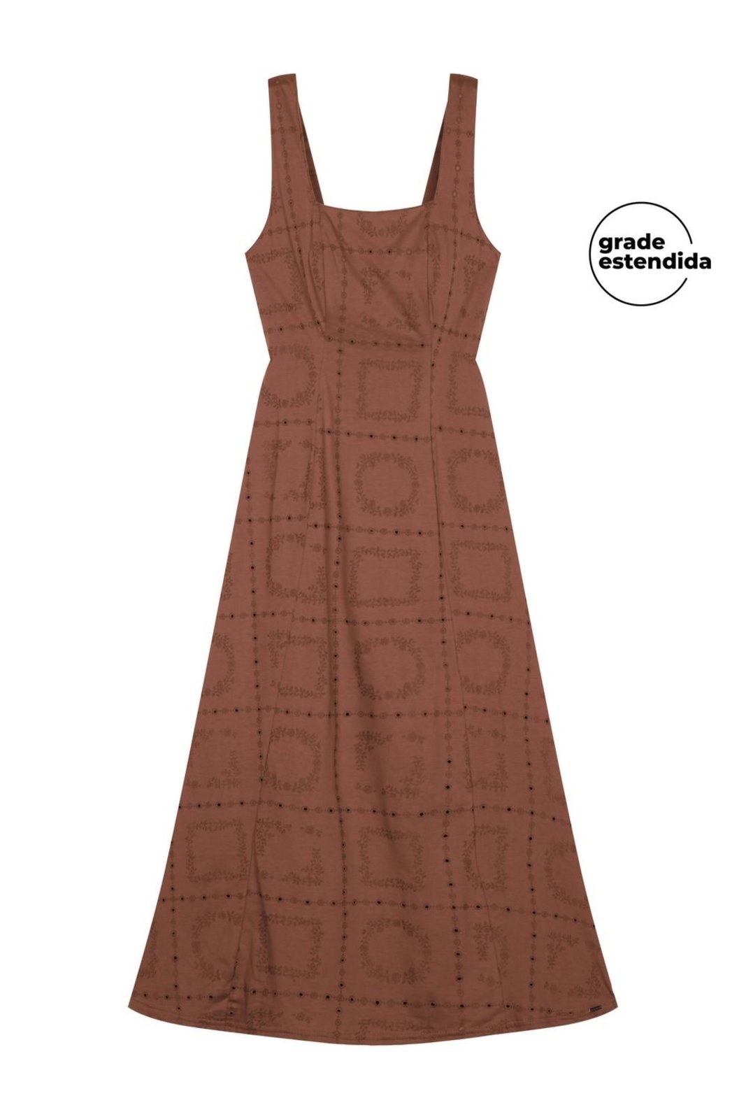 Vestido Feminino Floral Devorê Marialícia Marrom