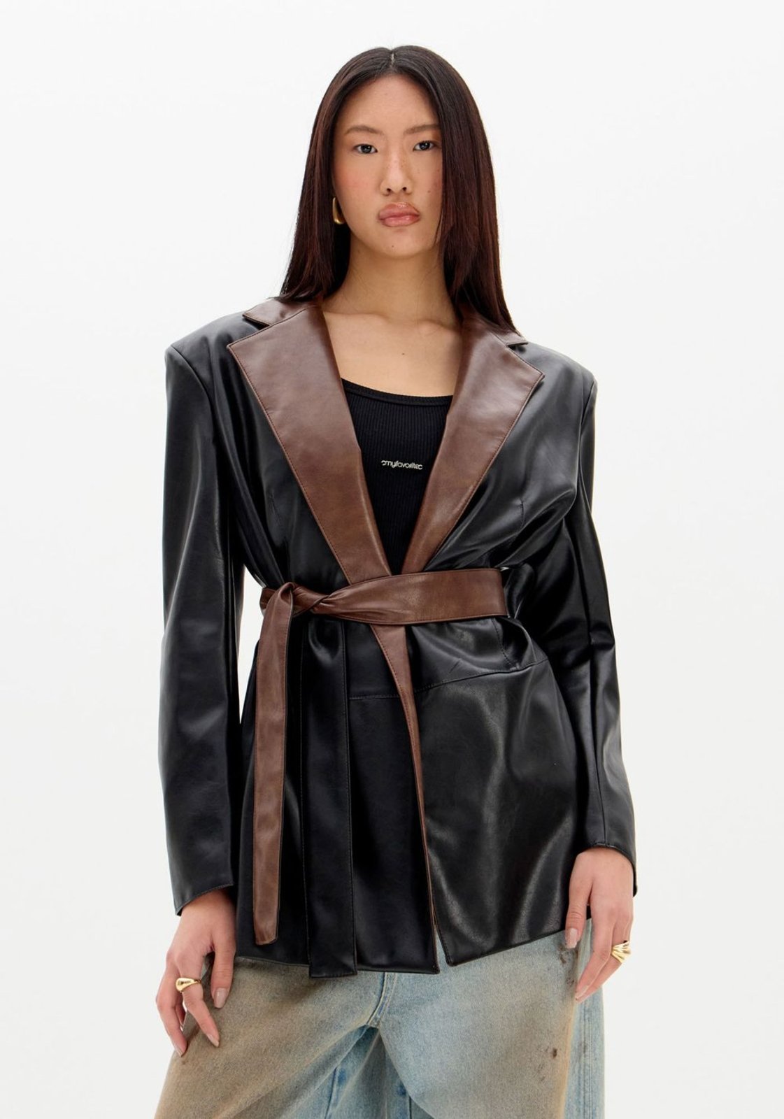 Vista 3 Blazer Oversized Amplo Bicolor My Favorite Things preto My Favorite Things preto