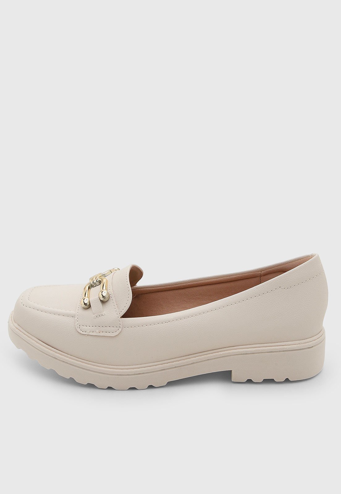 Mocassim Feminino Modare Detalhe Metal Bege