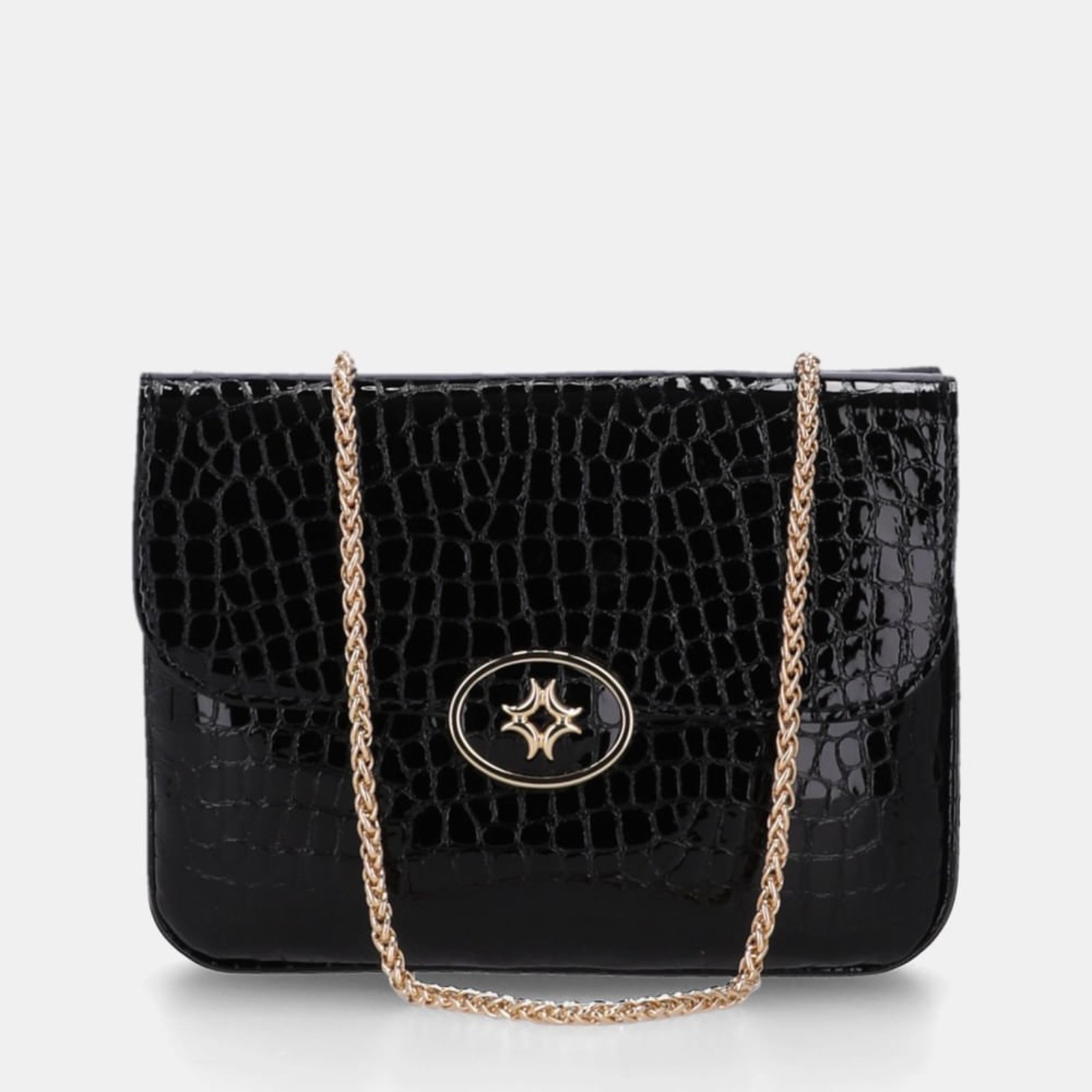 Bolsa Satchel Pequena Alligator Preto - 2000887 Luz da Lua