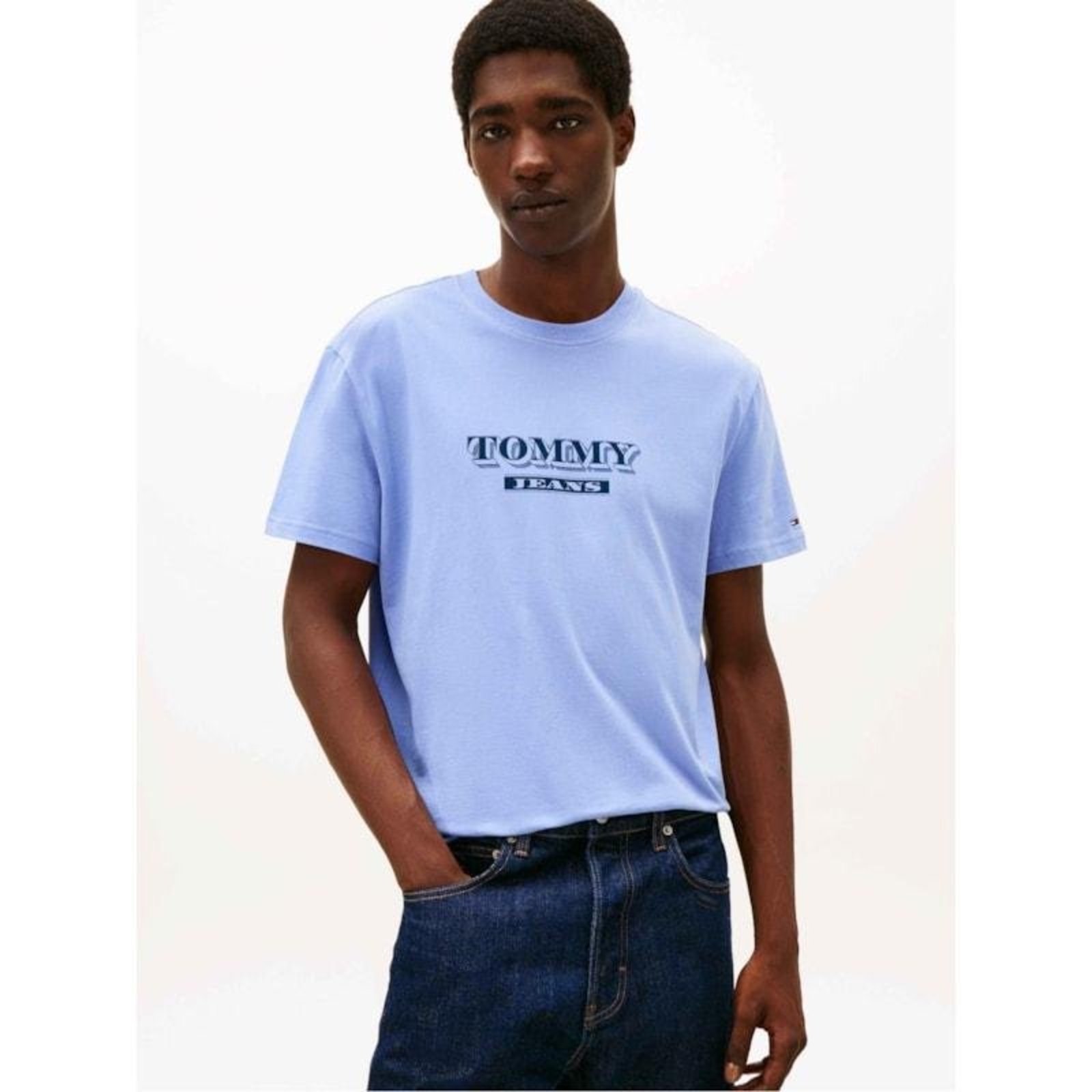 Camiseta Regular com Estampa Silkada Azul