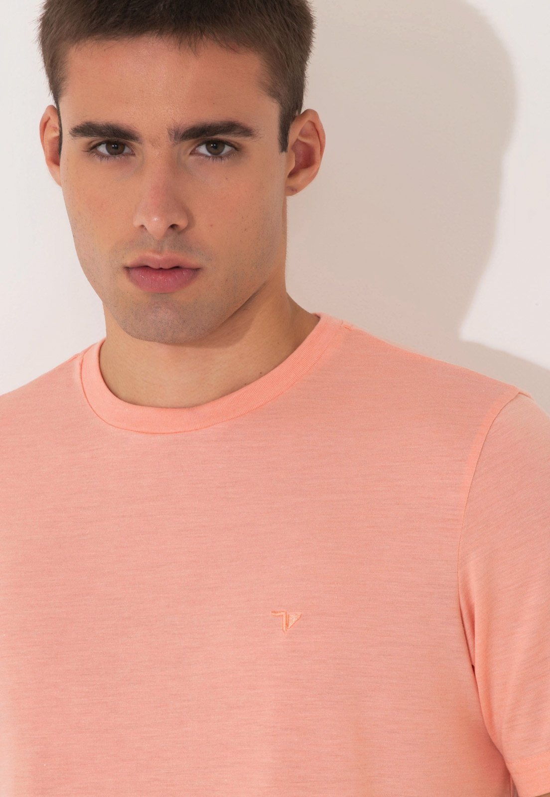Camiseta Traymon Slim Gola Redonda Laranja Claro